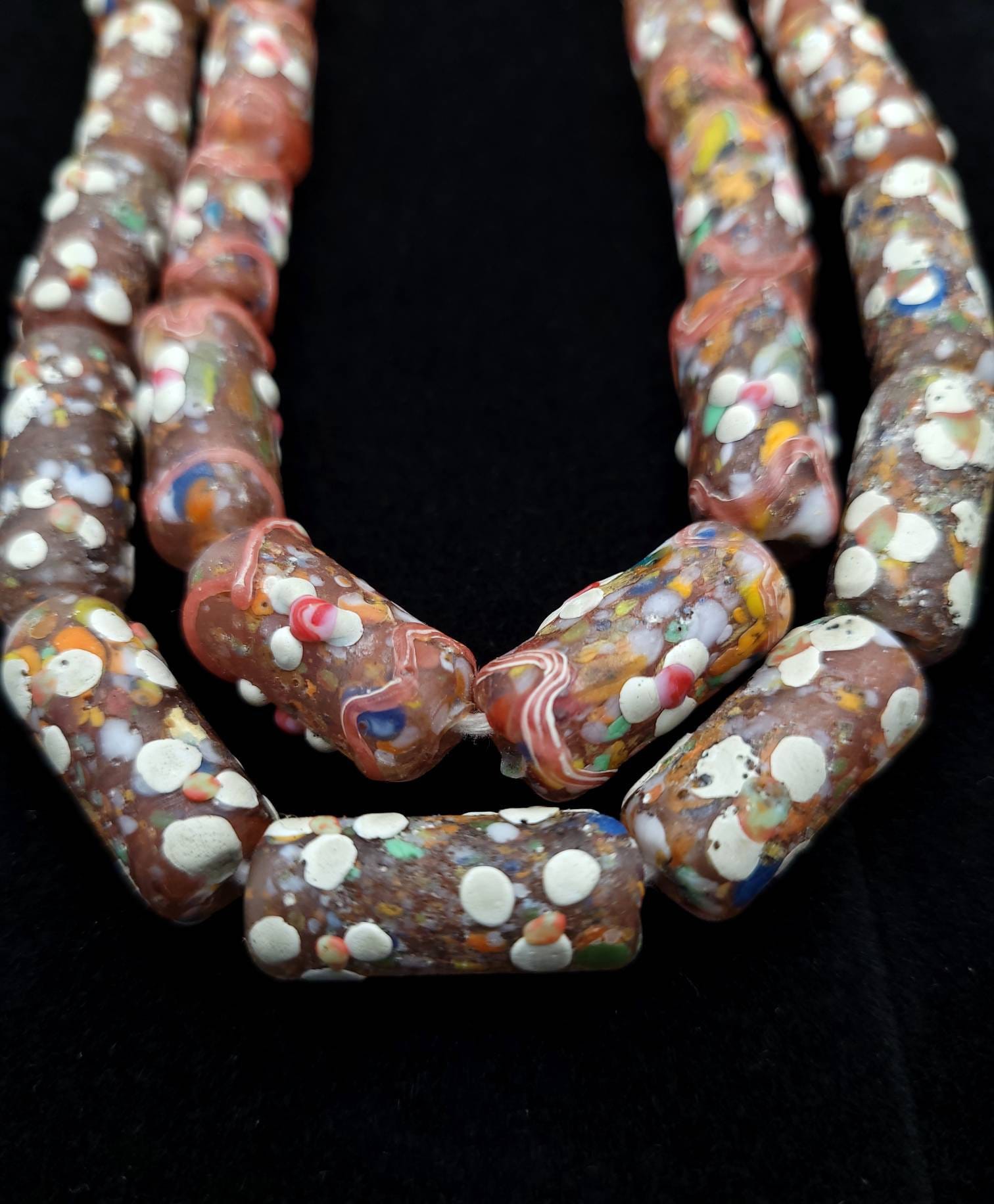 Old Glass Beads From The 90's Rustic Beads From Thailand Lot of 4 Beads 18-23mm x 9-11mm, Jewelery Supplies, Indonesian Lampwork Beads