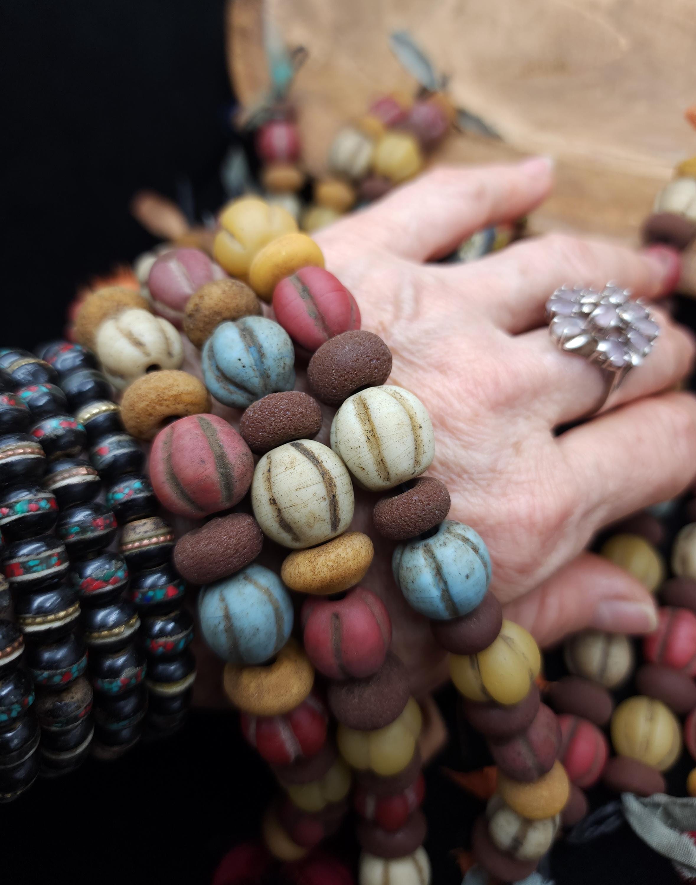 Old Pumpkin Beads, 17 Variable Beads 13-14mm x 7-15mm, Melon Beads, Indonesian, Thailand, Lampwork Beads, Jewelry Making Supplies, Craft.