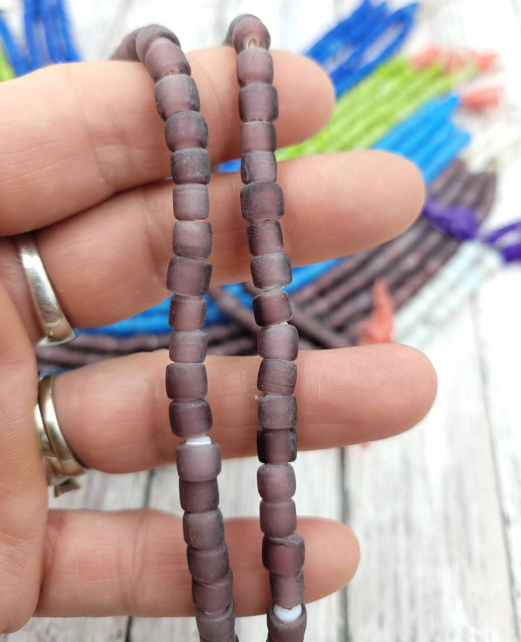Beautiful Handmade White Heart Glass Beads Strand 10 "Long 5-6mmx6mm Choose Color Option / Jewelry Supplies/ Venetians 80's/ Lampwork.