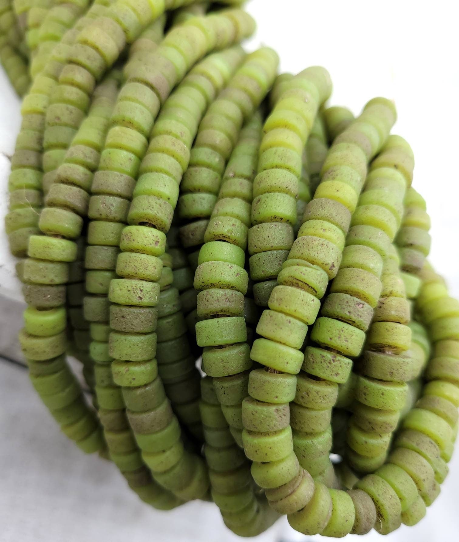 Glass Beads With Antique Rustic Handmade Artisan Thailand / 8mm 10"Long Strand, Indonesia, Indonesia, Tribal, Ethnic,  Jewelry Supplies.
