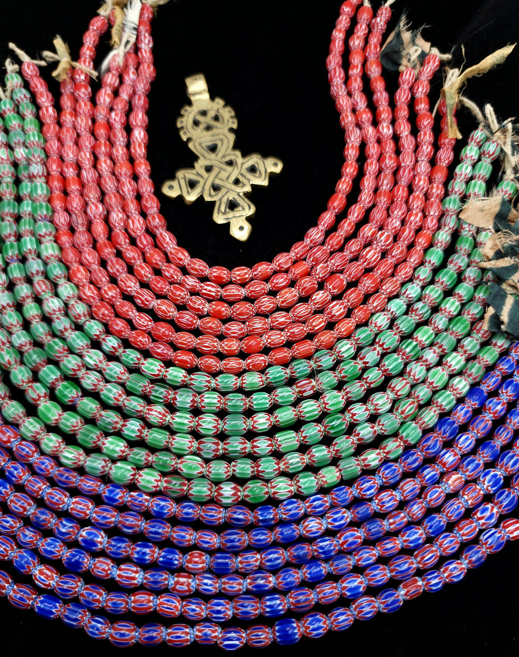 Small Multi-Layer Chevron Beads Choose Red, Blue Or Green Strand 10" 5-7 x 5-6mm 38-40 Beads / Jewelry Making Supplies.