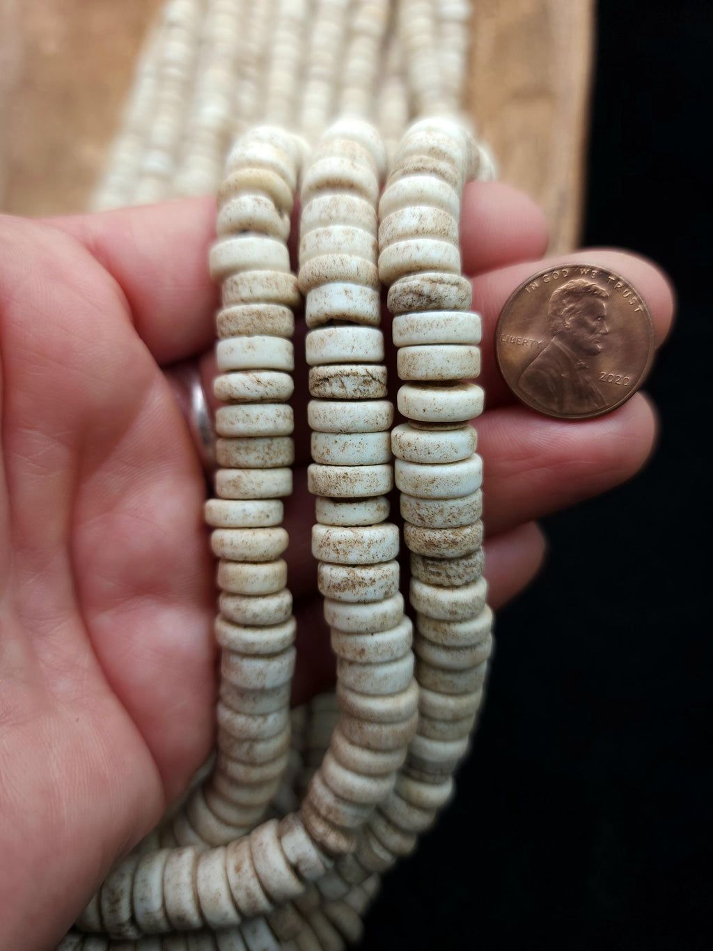 Beige Brown Glass Beads With Strong Old Rustic Accent Raw Texture, Available In 7-8, 9-10mm Or 10-12mm Strand 10", Heishi, Indonesian Beads.