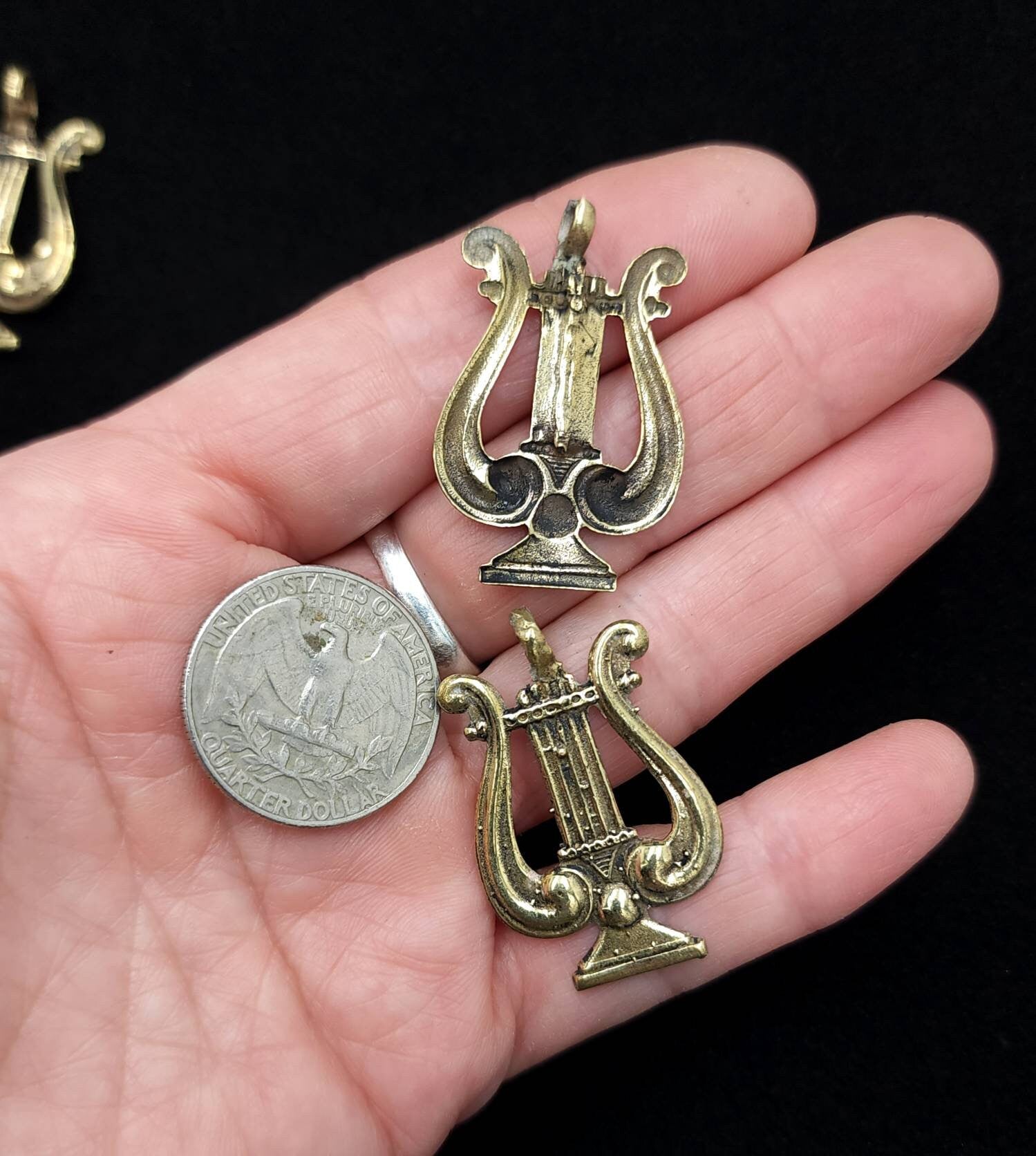 Afghani Artisan Hands Brass Pendants 35-36mm Long x 23mm Wide / Vintage / Tribal / Ethnic  / Jewelry Making Supplies.