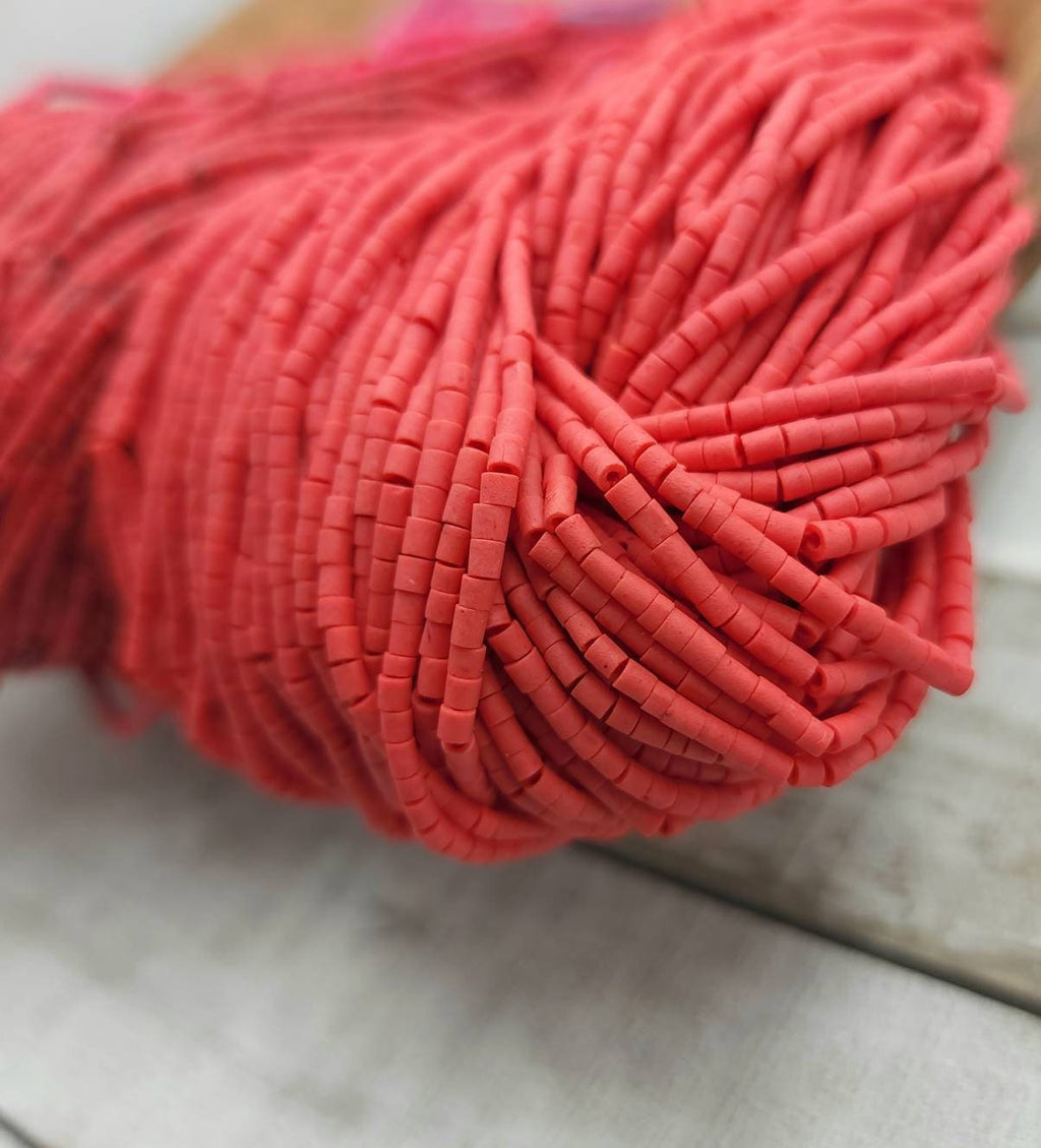 Heishi Beads Afghan Stone / Choose Option  Orange  or Turquoise Orange Strand 12" Inches 2mm / Afghanistan Beads / Jewelry Supplies.