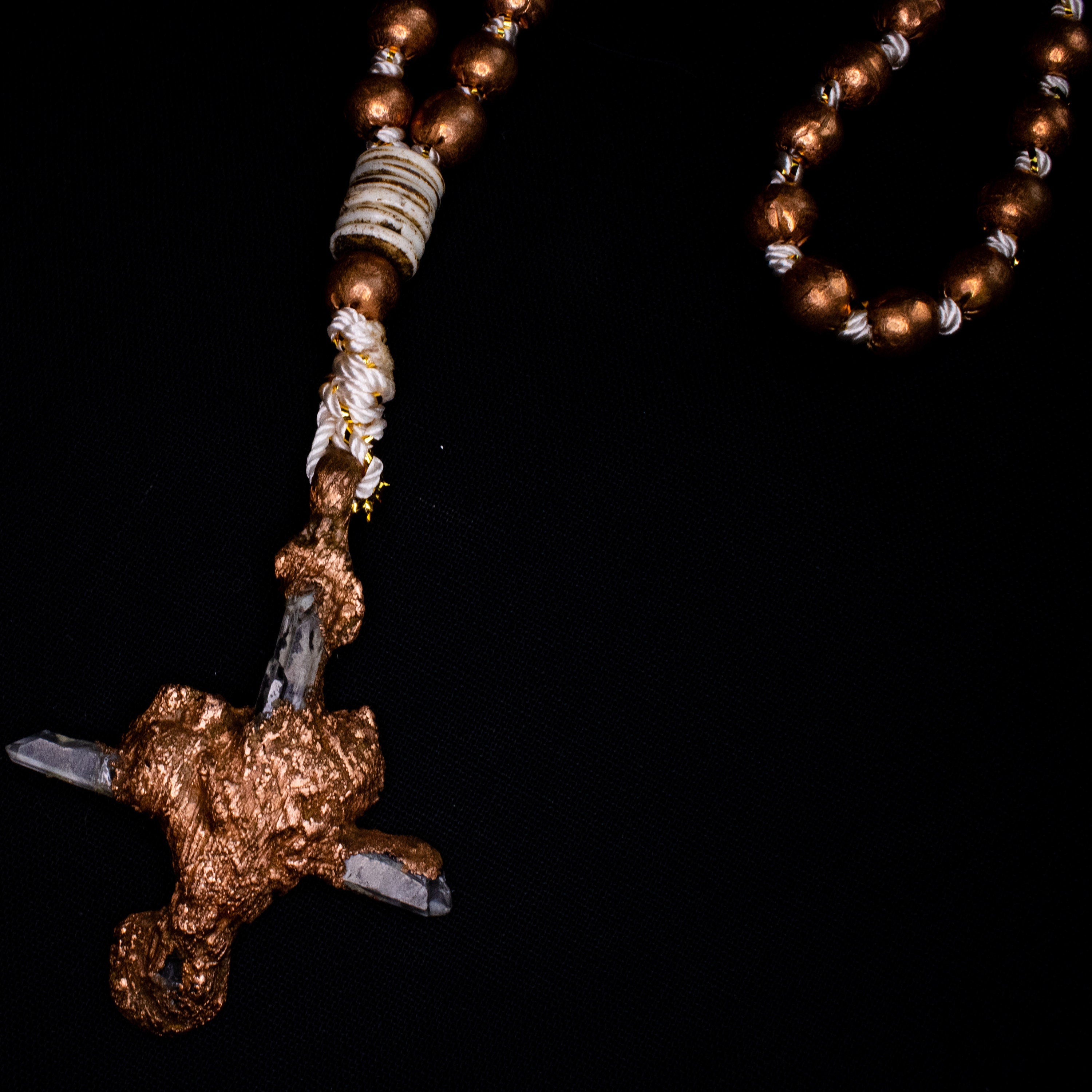 Miracle | Necklace | Copper | Electroformed | Silk | Quartz | Bone