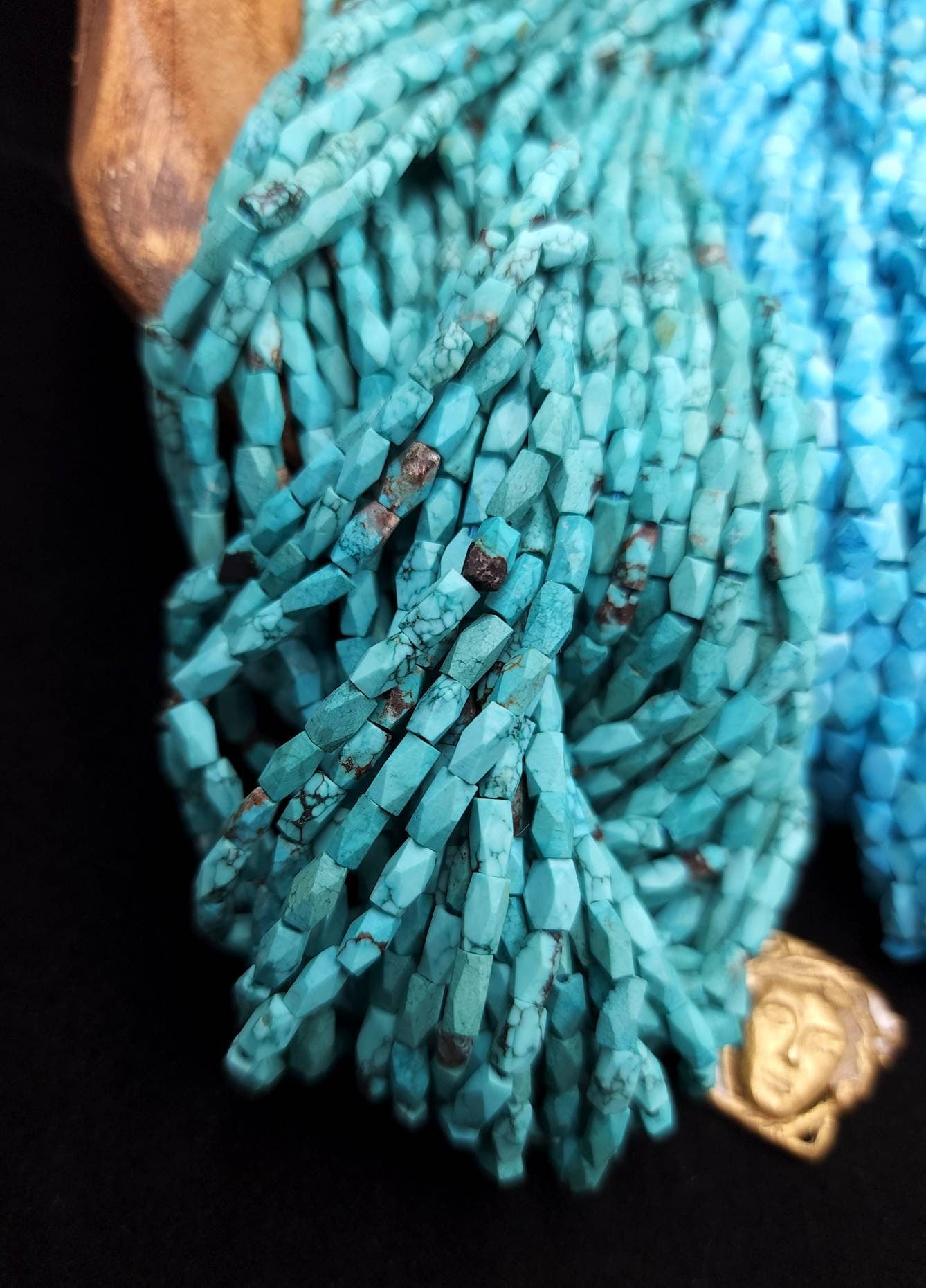Wow Beautiful Genuine Green Blue Turquois Faceted Strand 15"+ Inches 65-68 Turquoises Beads 5-7mmx3-4mm / Afghan Beads / Jewelry Supplies