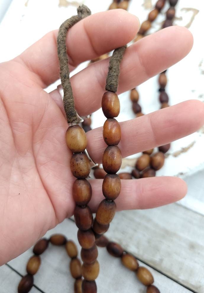 African Camel Bone Beads Necklace 13-14" Inches Long 11-15mm x9-10mm, African Trade Beads, African Bone Beads, Jewelry Making Supplies.