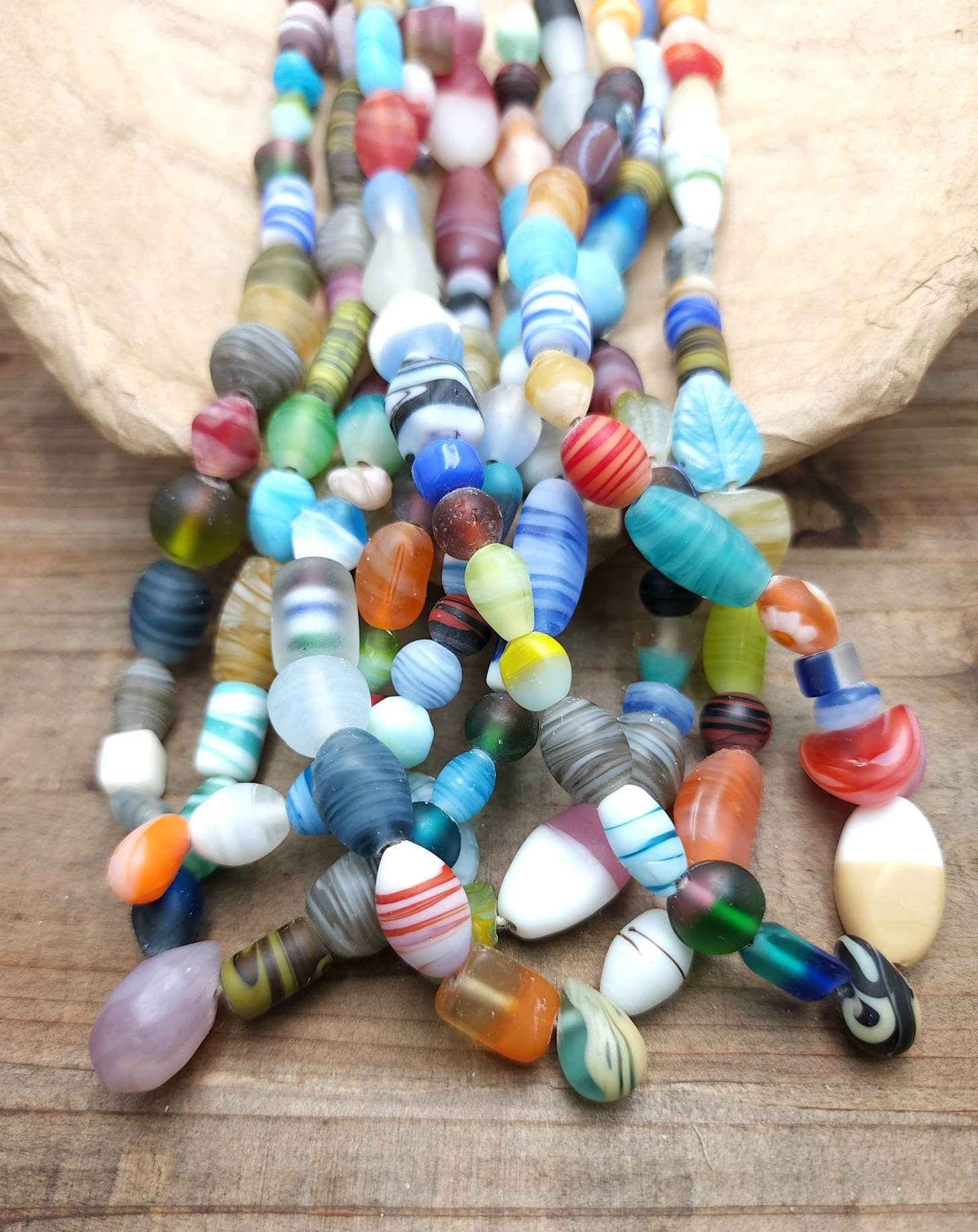 Opaque Glass Beads Strand 15-16" Inches 8-23mm / Sea Glass Beads / Fun Color Beads / Jewelry Making Supplies.