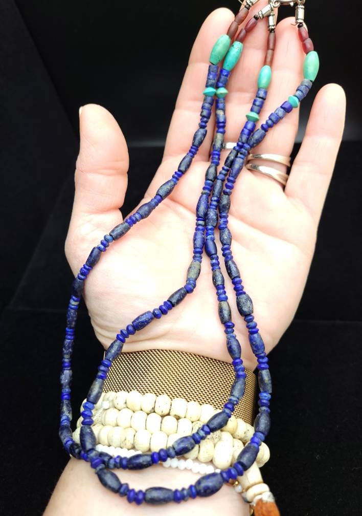 Beautiful Lapis Lazuli Necklace from Afghanistan for Men and Women / LapisLazuli Carnelian and Turquoise  / Two Options to choose from.