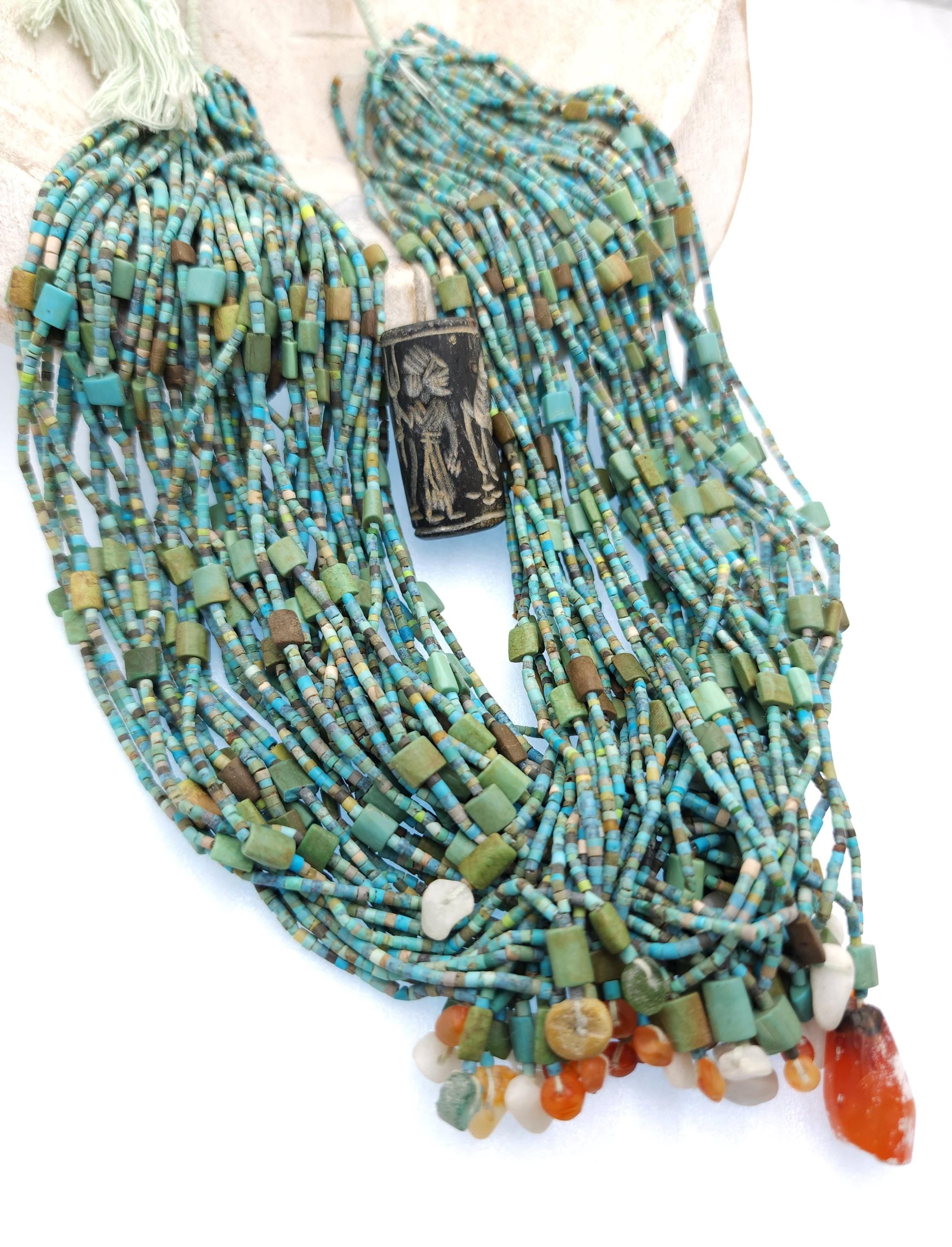 Genuine Afghan Turquoise 14" Strand 1.5-6mm, Natural Antique Beads, Semi-Precious Stone for Jewelry, Heishi Beads, Ethnic Craft Supplies
