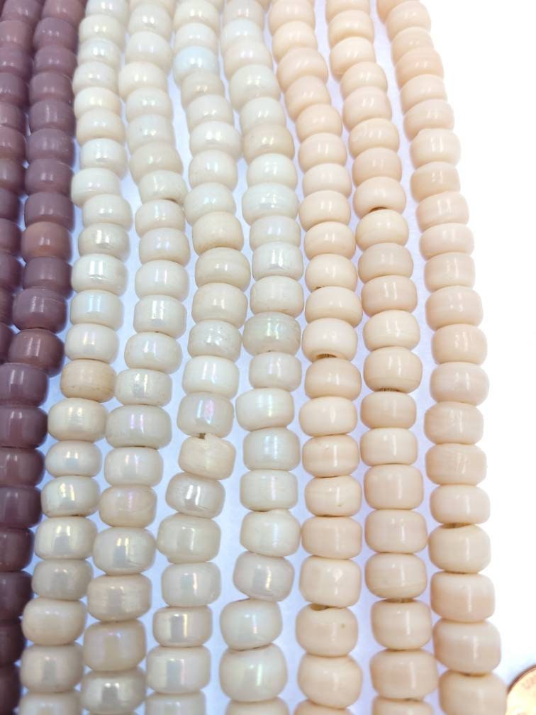 Beautiful High Quality 6x9mm Pony Beads Choose Champagne Beige-Pale Pink-Purple Opal 8" Strand, Jewelry Supplies, Tribal, Navajo, Etnico.