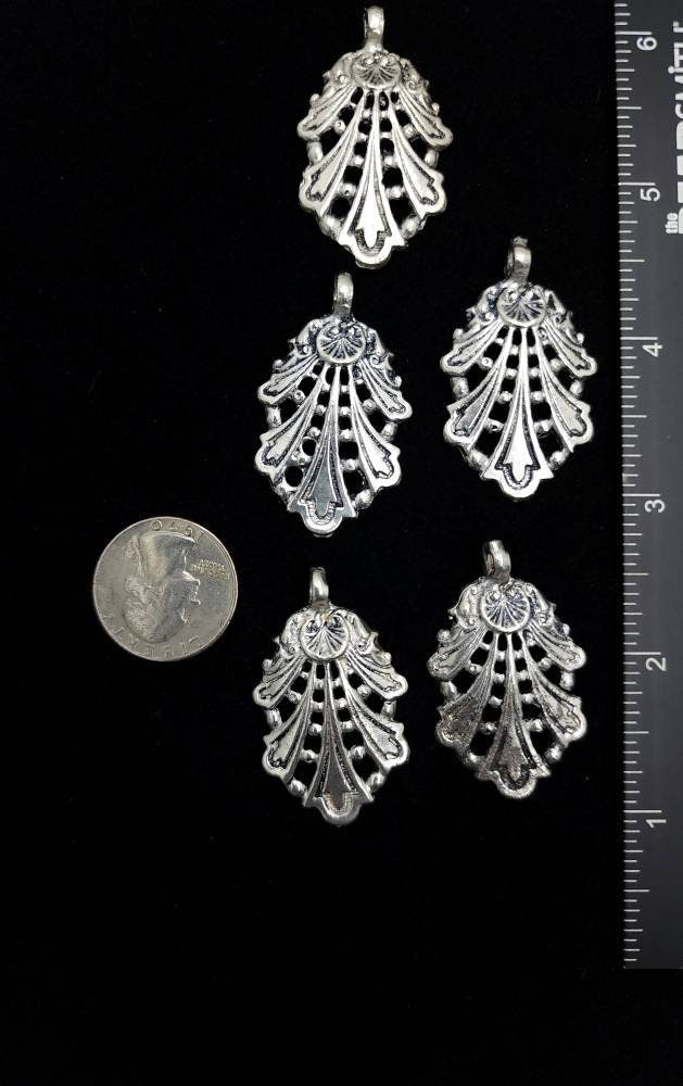 Afghani artisan hands pendants 42mm Long x 25mm Wide / Vintage / Tribal / Ethnic  / Jewelry Making Supplies.