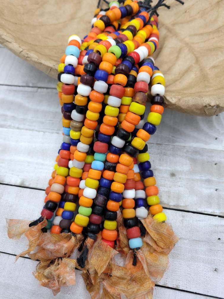 Glass Crow Beads Opaque Striking Colors  Variable Color Strand With 35 Beads 6mm x 9mm /  Pony Glass Beads / Jewelry Supplies