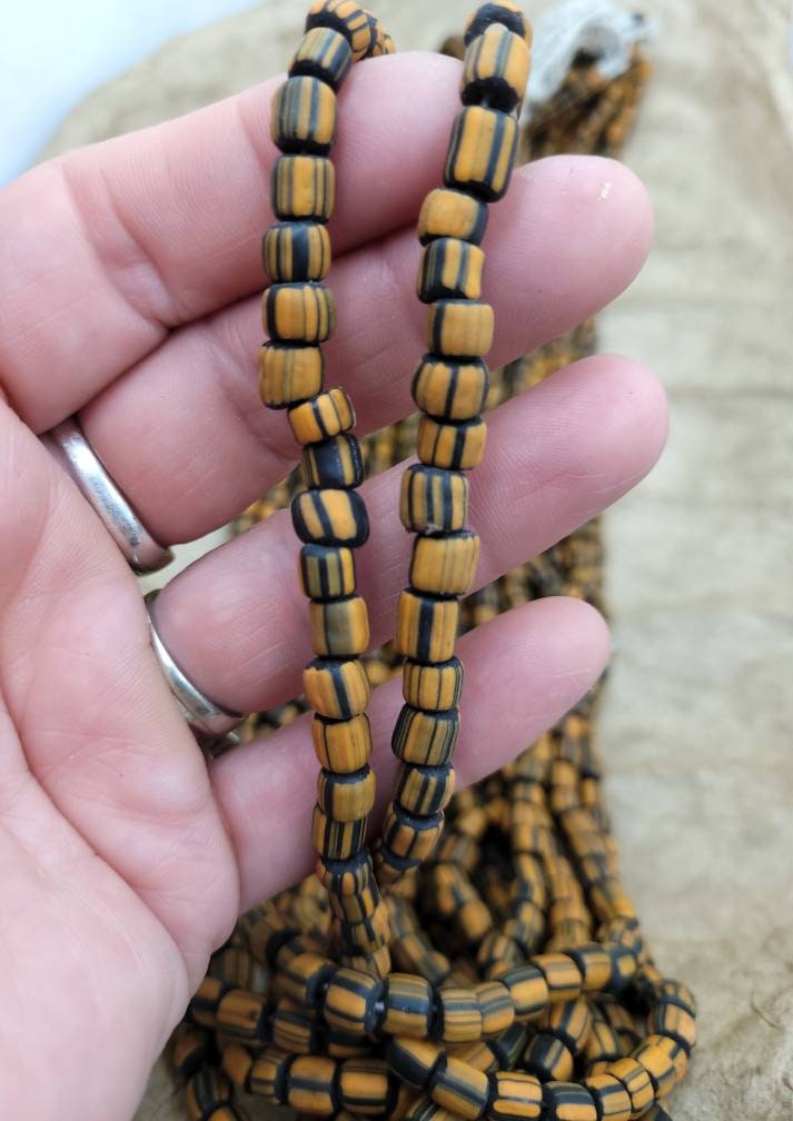 Glass Beads Handmade From Thailand 5-8mm x 5-6mm/Option to Choose Half Strand 10-11" or 22"/Jewelry Supplies/Indonesian Java Lampwork beads.