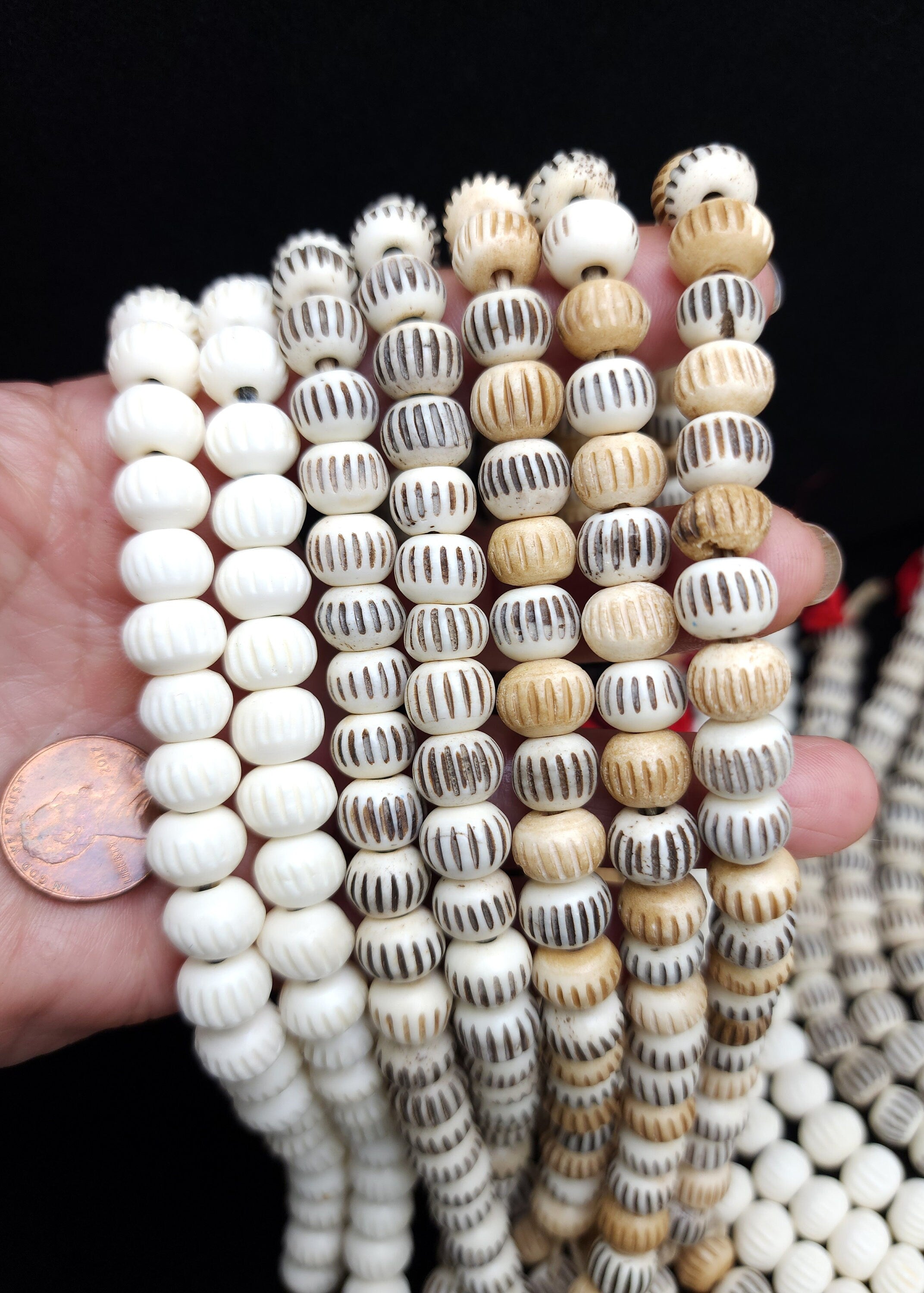 Bone Beads Strand 10" Inches 32-34 Beads, Option To Choose, Tibetan Rosary, Jewelry Making Supplies, Craft.