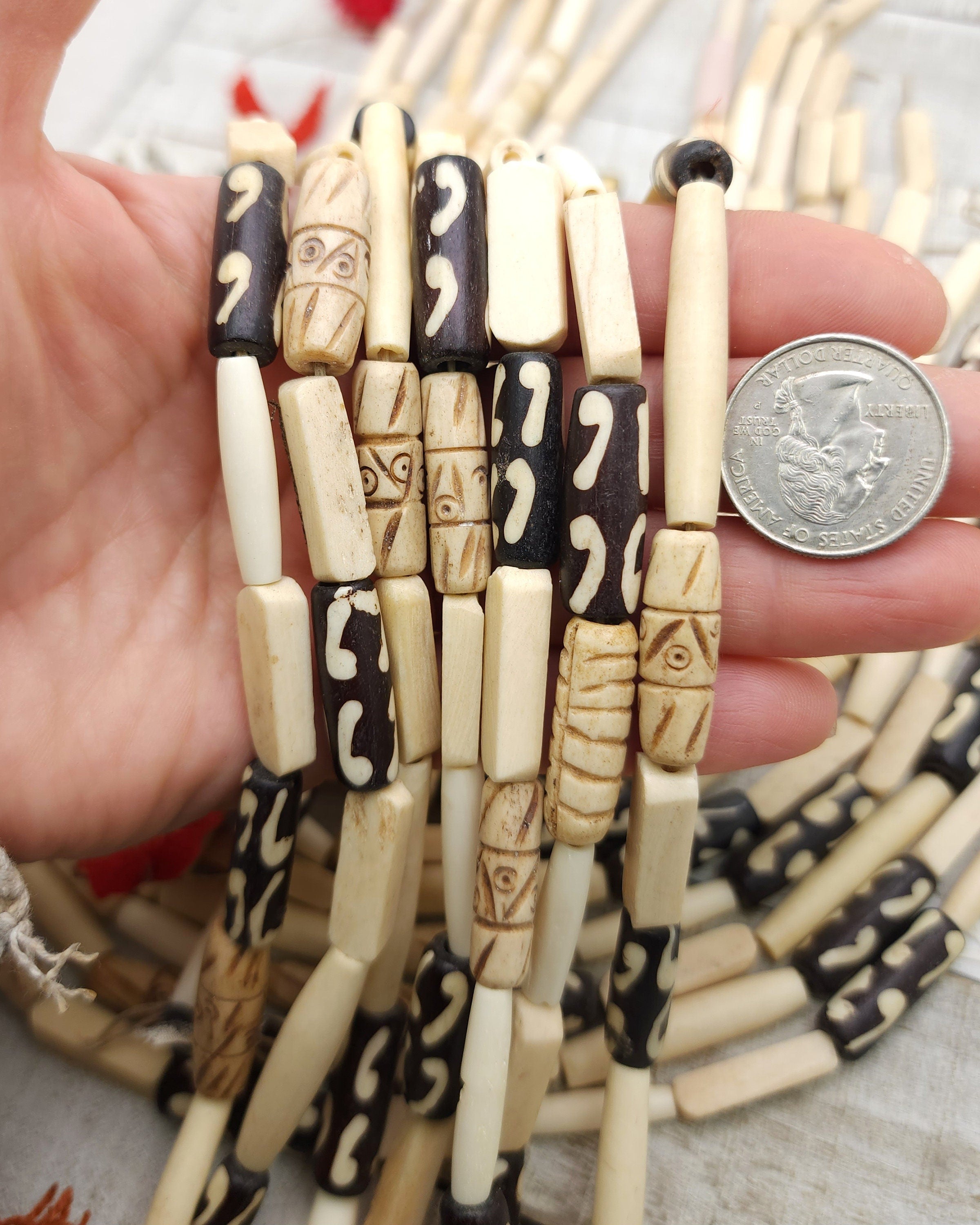 Variety Of Genuine Bone Beads Without Animal Suffering, Option To Choose, Jewelry Supplies, Hand Carbed Bone Beads, Tribal, Ethnic, Organic.
