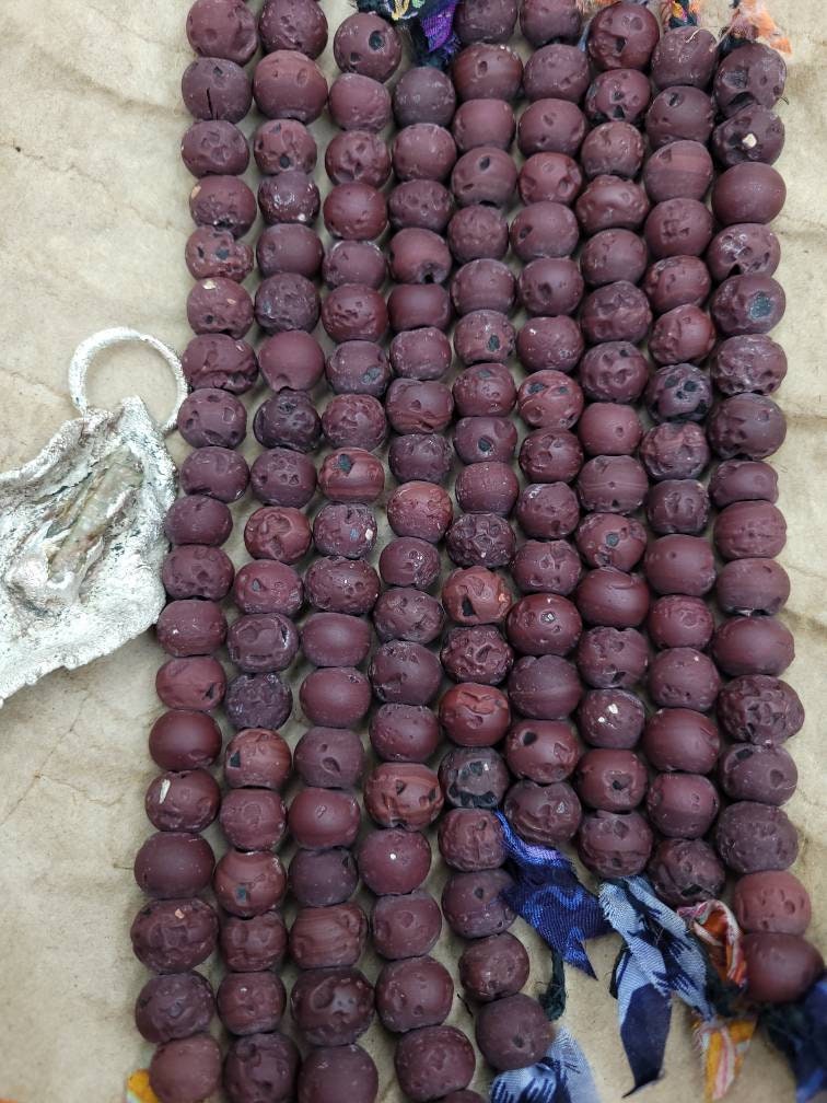 Himalayan Glass Beads / Rustic Beads Antique Accent 15 Beads or 20 Beads Choose Option / Jewelry Supplies / Ethnic / Tribal
