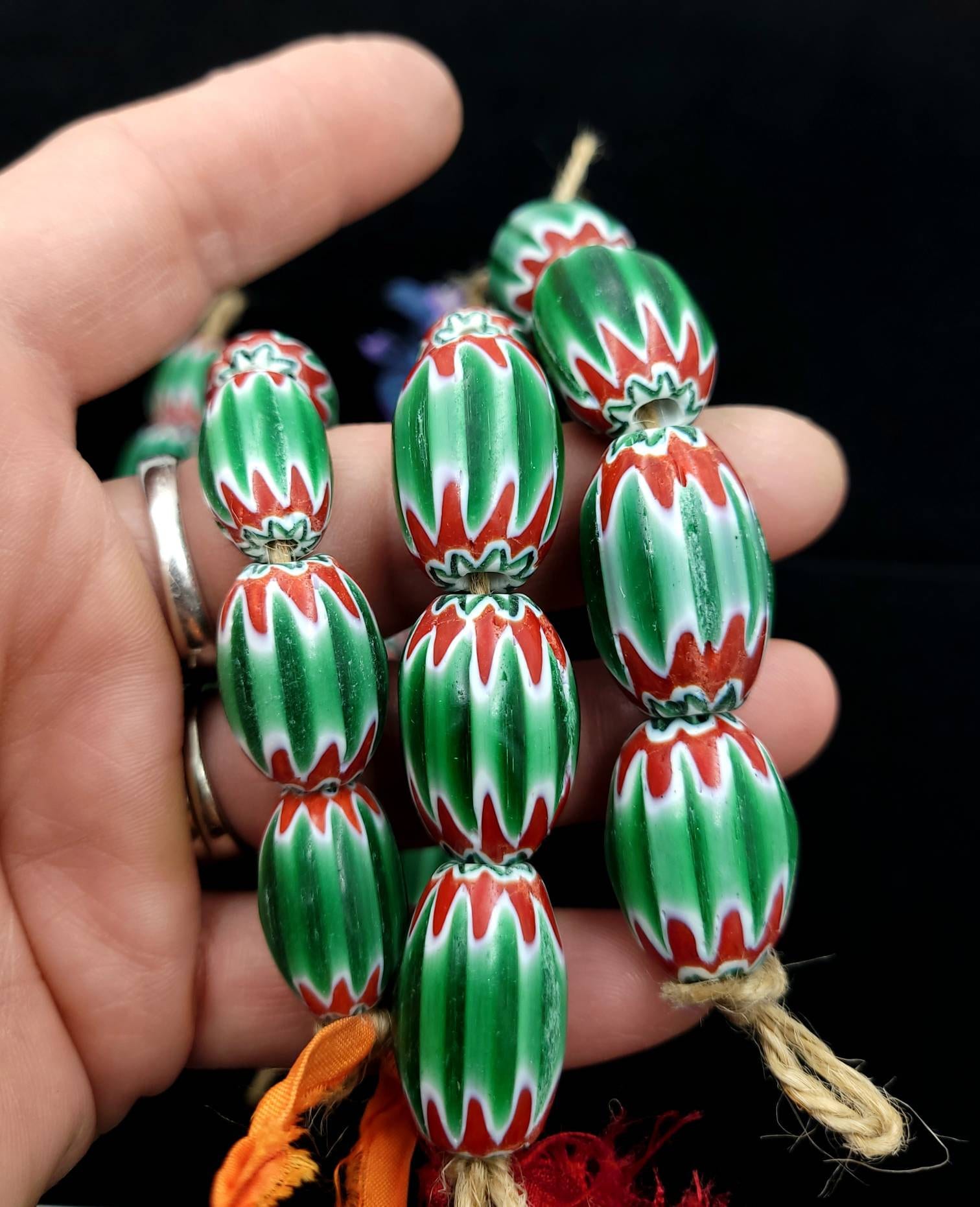 Chevron Beads 6 Layers Green White Red / Option To Choose / Chevron African Trade Beads / Jewelry Making Supplies.