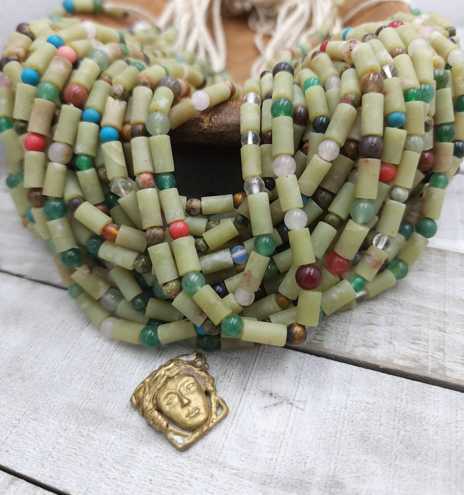 Beautiful Necklace Natural Jade From Afghanistan  12-12.5" Beads 4-5mm and 9-10×5mm/  Gift For Her / Gift For Him / Healing Stone Necklace.
