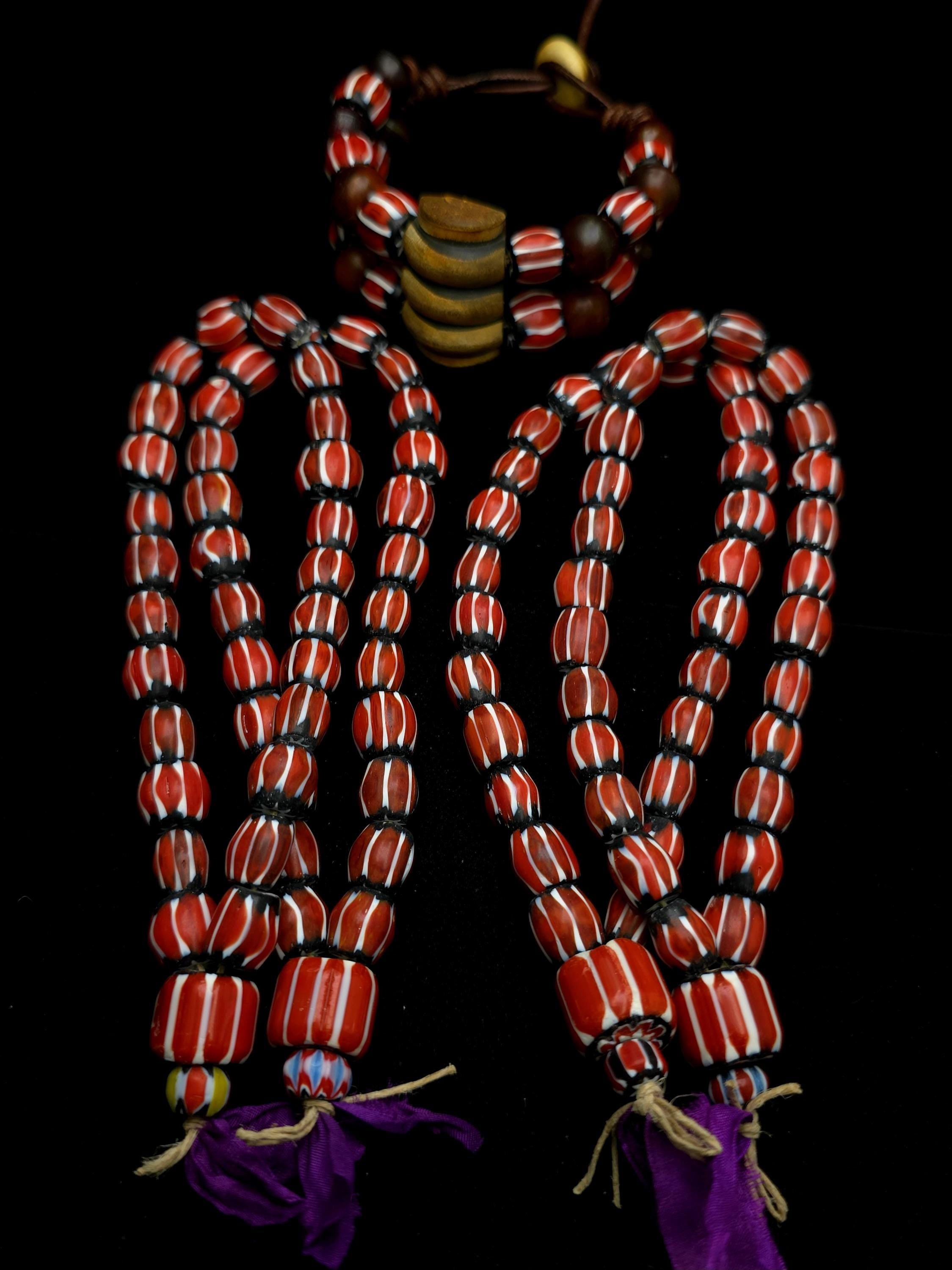 Red Chevron Multilayer Beads 9-11mm Strand 10" 24-25 Beads / Tribal Ethnic / Jewelry Making Supplies / Craft.