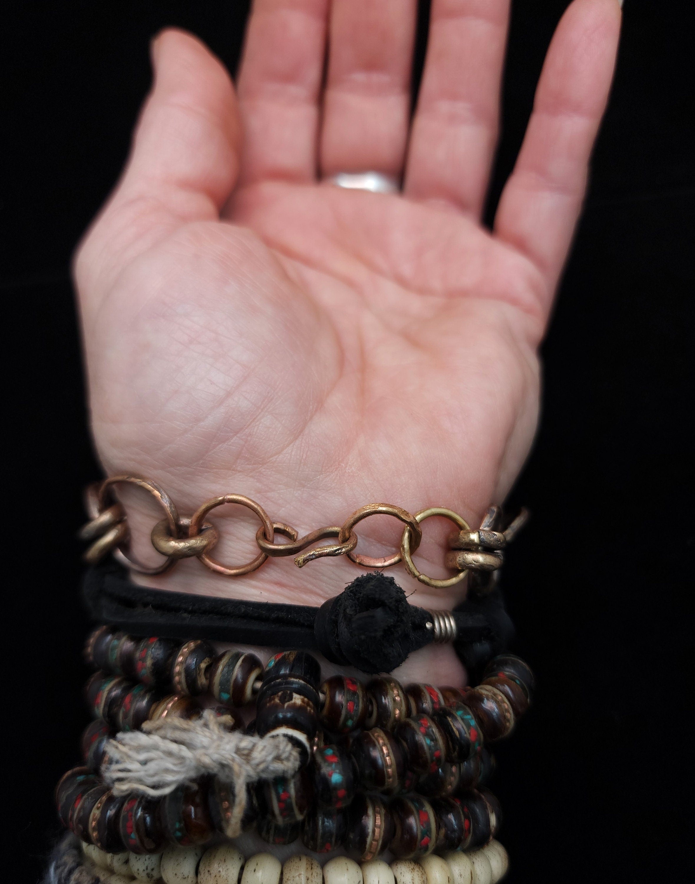 Beautiful Gold Brass Medusa Bracelet / Handmade / Historical / Unusual / Artistic Jewelry / For Her / For Him.