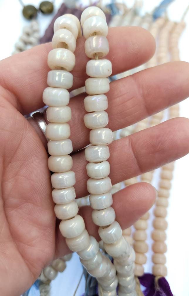 Beautiful High Quality 6x9mm Pony Beads Choose Champagne Beige-Pale Pink-Purple Opal 8" Strand, Jewelry Supplies, Tribal, Navajo, Etnico.
