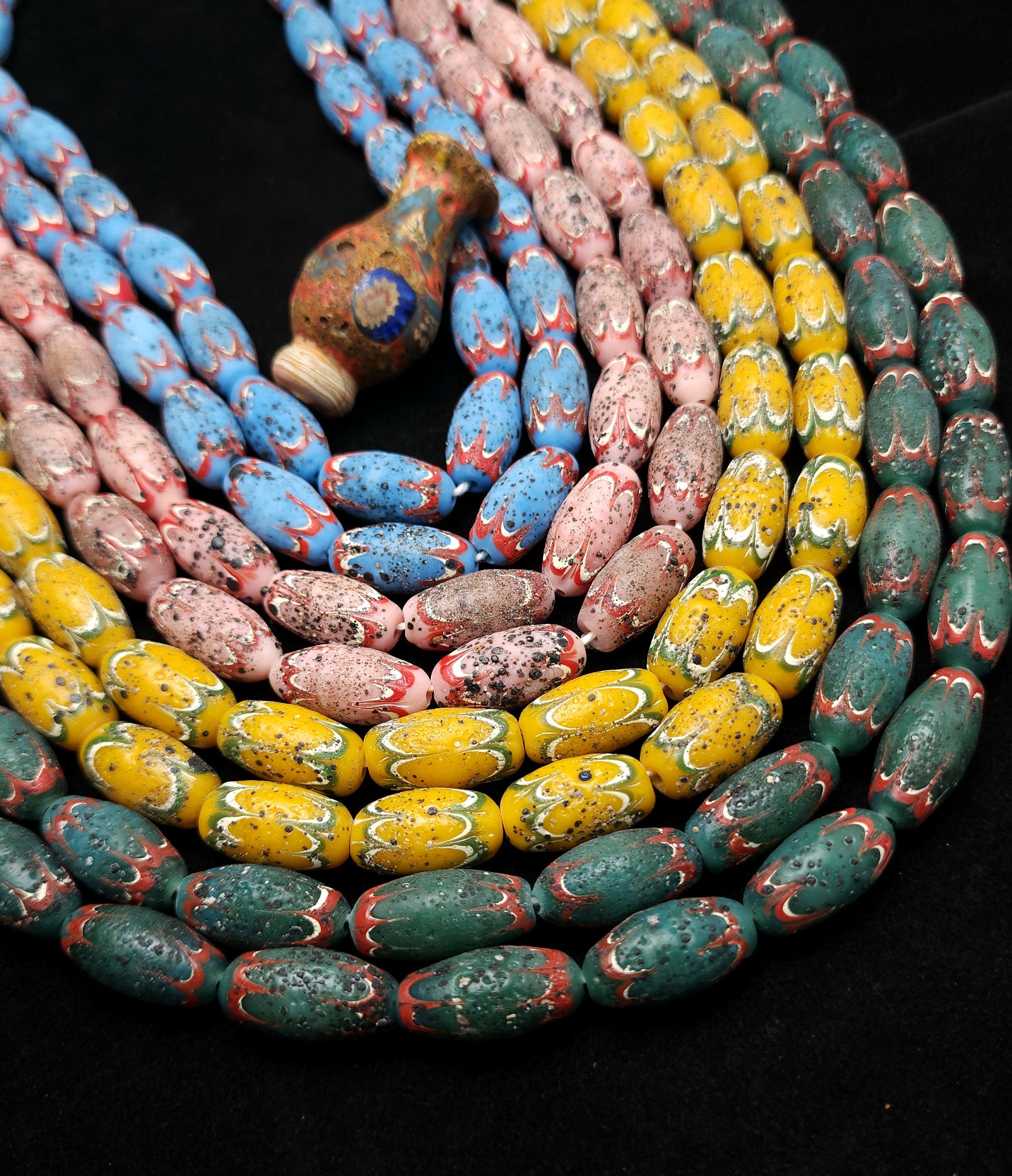 Rustic Chevron Style Beads, Handcrafted From Thailand, 8 Beads  22-23x11mm, Unusual Beads, Lampwork Beads, Jewelry Making Supplies,  Craft.