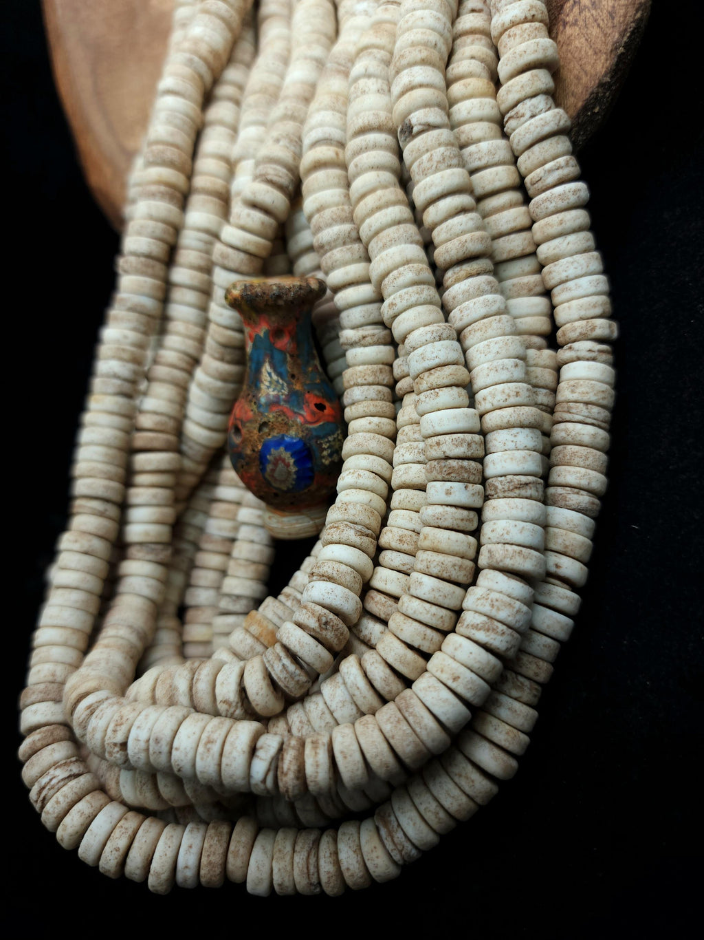 Beige Brown Glass Beads With Strong Old Rustic Accent Raw Texture, Available In 7-8, 9-10mm Or 10-12mm Strand 10", Heishi, Indonesian Beads.