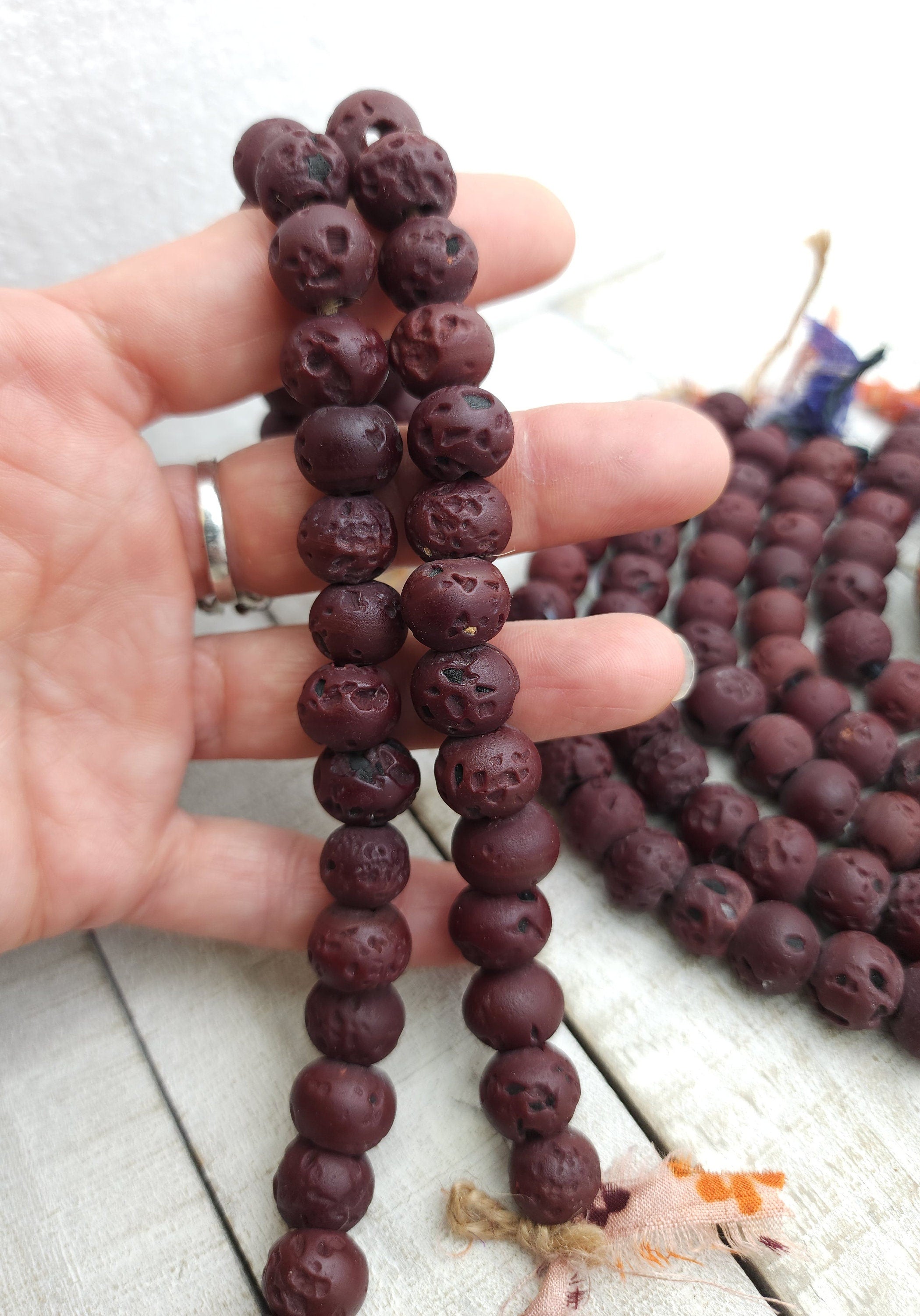 Himalayan Glass Beads / Rustic Beads Antique Accent 15 Beads or 20 Beads Choose Option / Jewelry Supplies / Ethnic / Tribal
