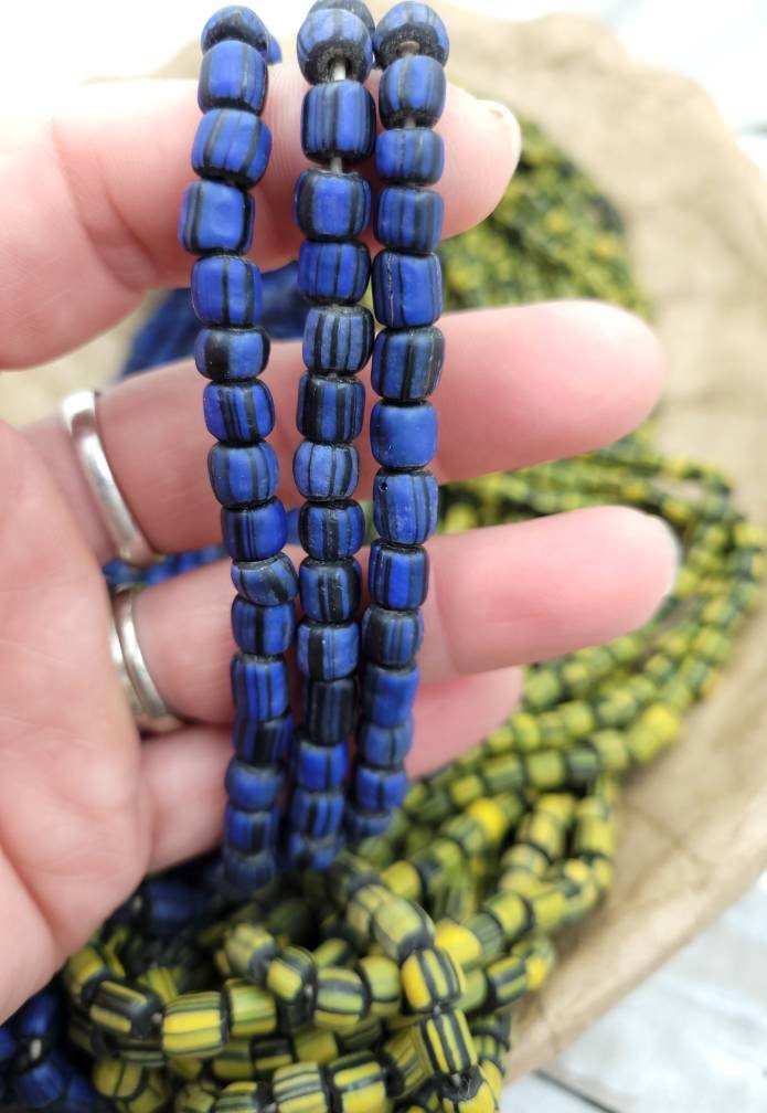 Glass Beads Handmade From Thailand 5-8mm x 5-6mm/Option to Choose Half Strand 10-11" or 22"/Jewelry Supplies/Indonesian Java Beads/Lampwork.