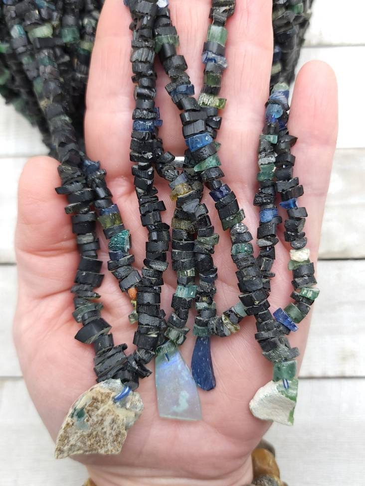 Genuine Ancient Roman Glass Beads Small Chunky 5-8mm Full Strand 15.5" Inches / Authentic Roman Glass Not Imitation / Jewelry Supplies.