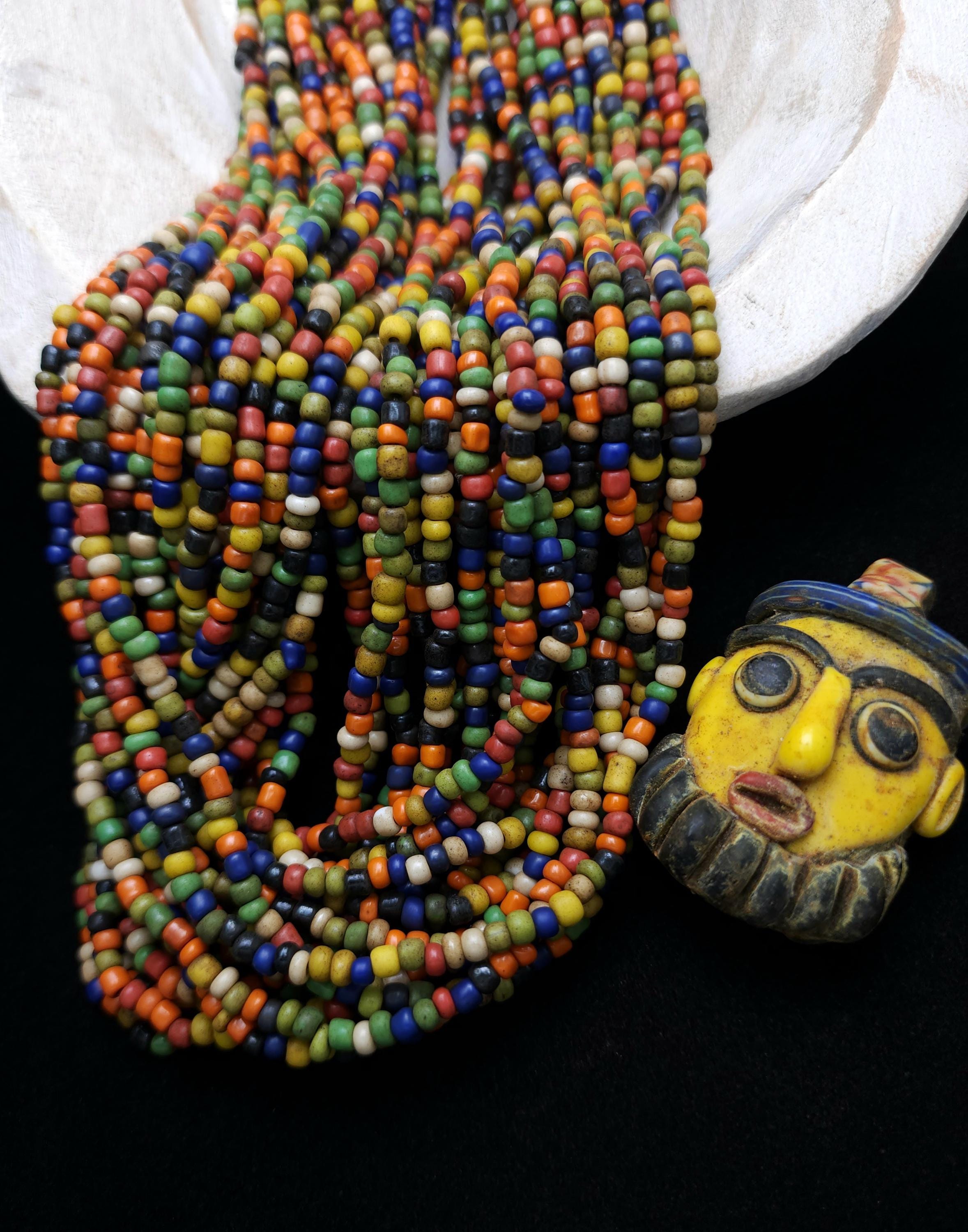 Full Strand Over 40" [More Than 300 Beads] From Java Indonesian, Rustic Opaque Glass Beads 2-4x4mm, Jewelry Making Supplies, Craft.