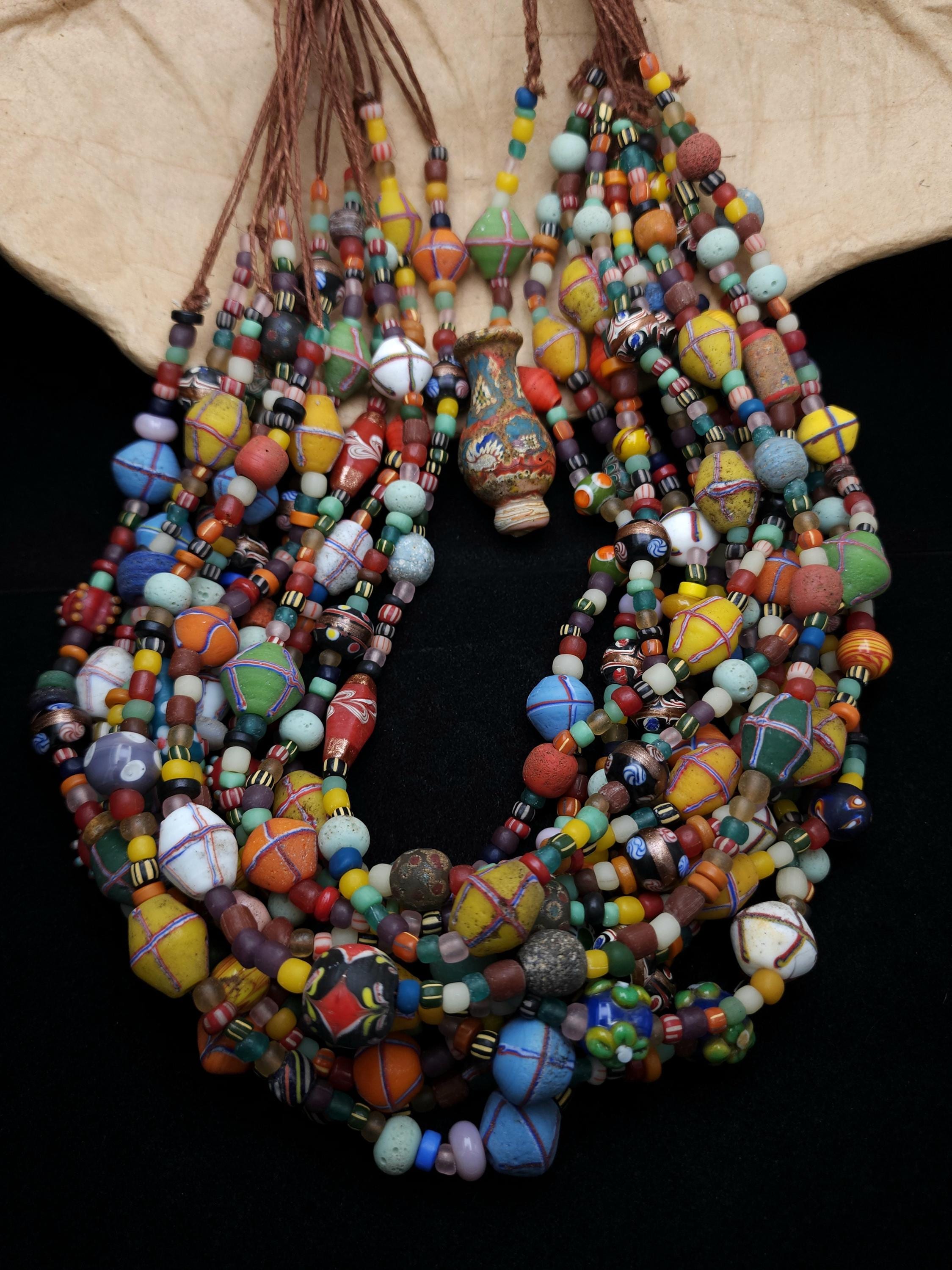 Large Variety of Funny Indonesian Beads and Colorful Beads, Full Strand 17-18" 6-25mm, Jewelry Making Supplies, Java, Indonesia, Thai Beads.