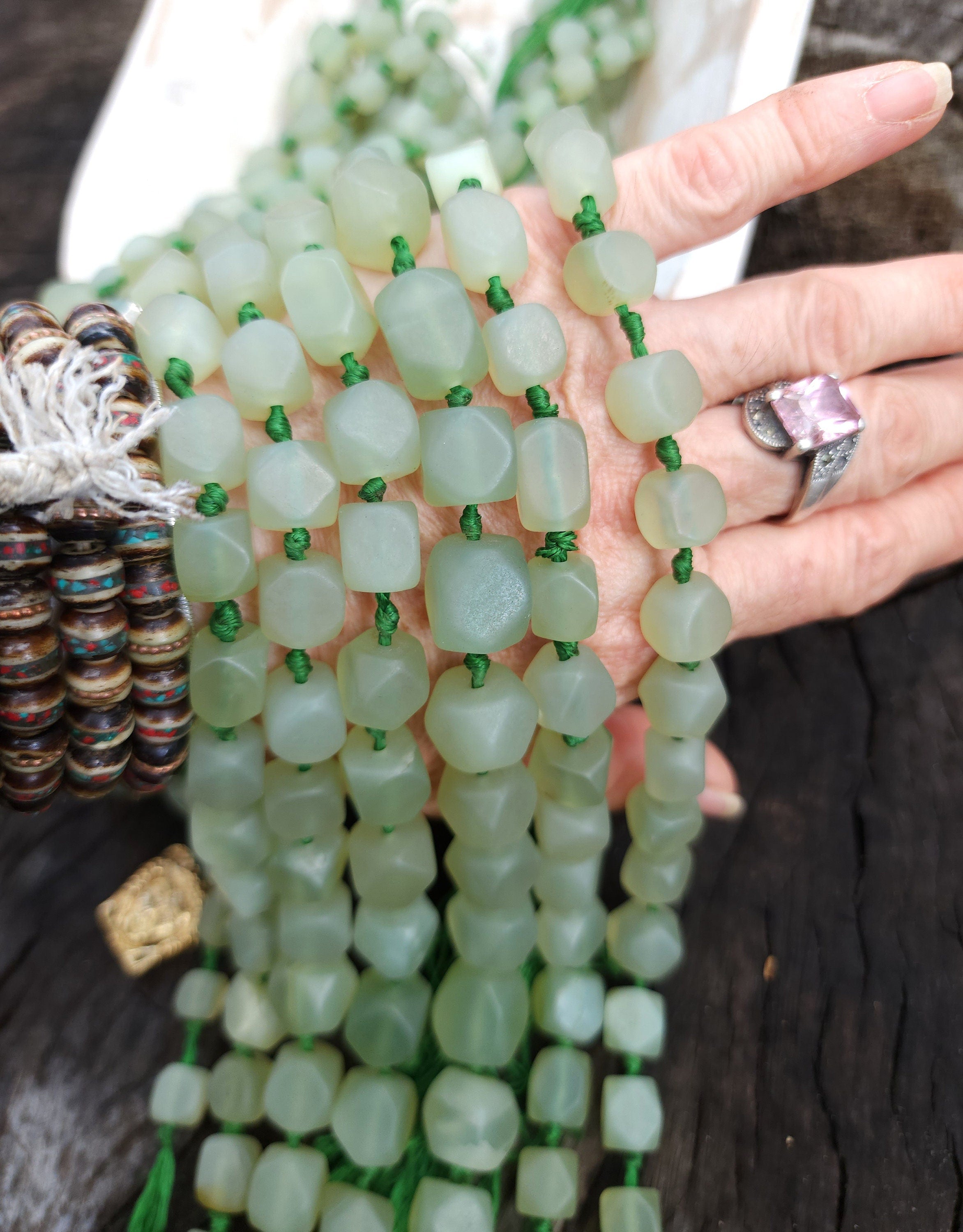 Jade Natural Stone Beads Of Afghanistan, Healing Stones, Full Strand 19-20" 9-15mm ×8-13mm, Jewelry Supplies