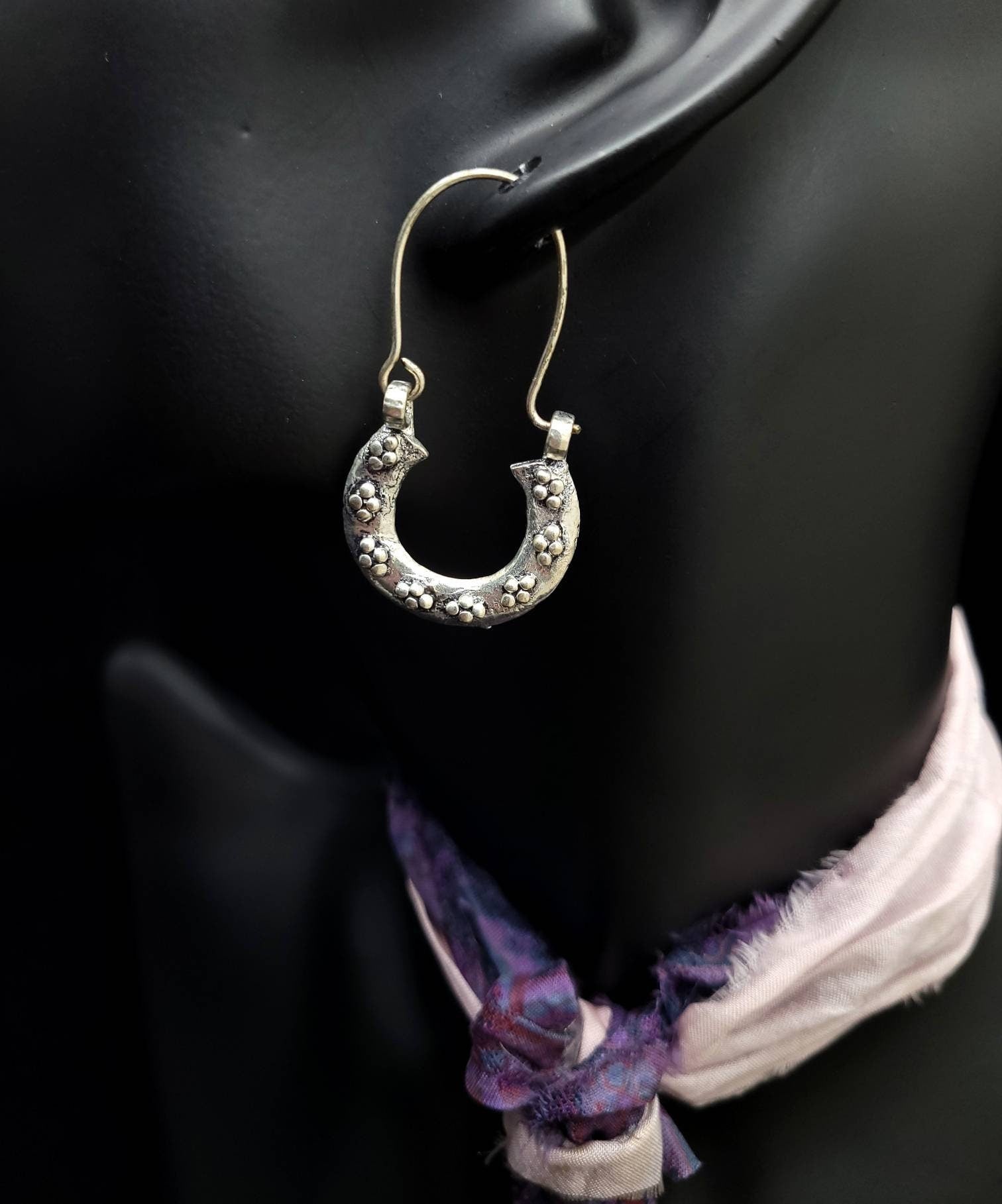 Beautiful Silver Afghan Earrings / Totally Handmade Jewelry / Afghanistan Jewelry.