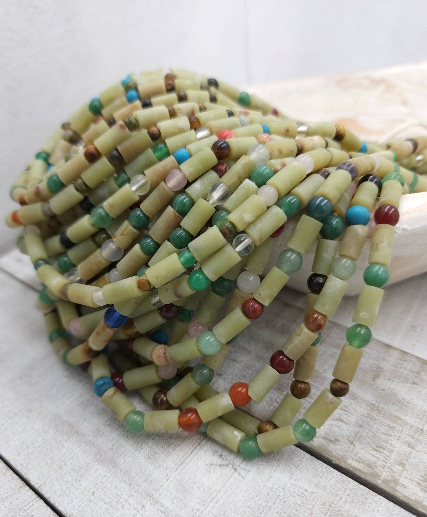 Beautiful Natural Jade From Afghanistan / Afghani Necklace / Strand14" 54 Beads 4-5mm x 9-10mm / Jewelry Making Supplies