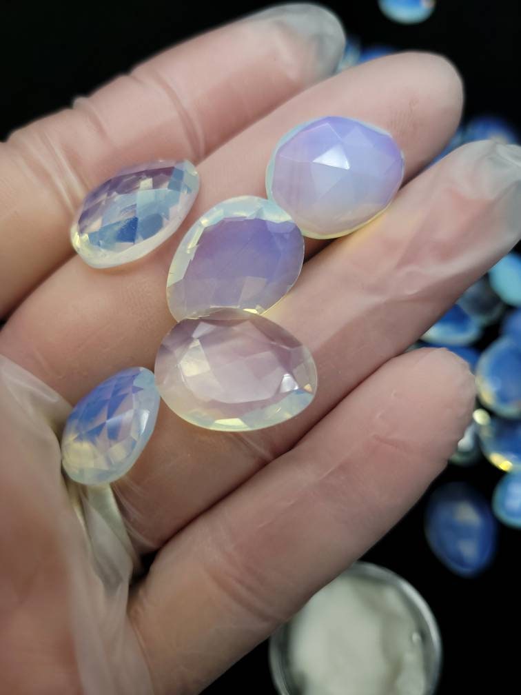 Beautiful Opalite Fire Opal Flat Back Rose Cut Cabochon 14-18mm.