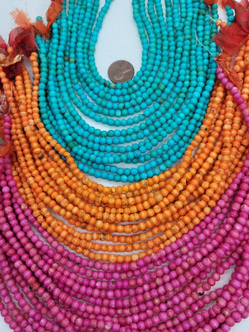 Beautiful Handmade Water Buffalo Bone Beads 4x4-4x5mm / 12 inches strand 70-74 Beads / Jewelry Supplies.