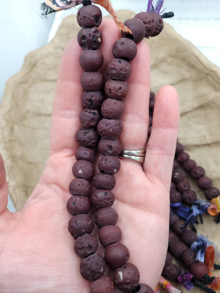 Himalayan Glass Beads / Rustic Beads Antique Accent 15 Beads or 20 Beads Choose Option / Jewelry Supplies / Ethnic / Tribal