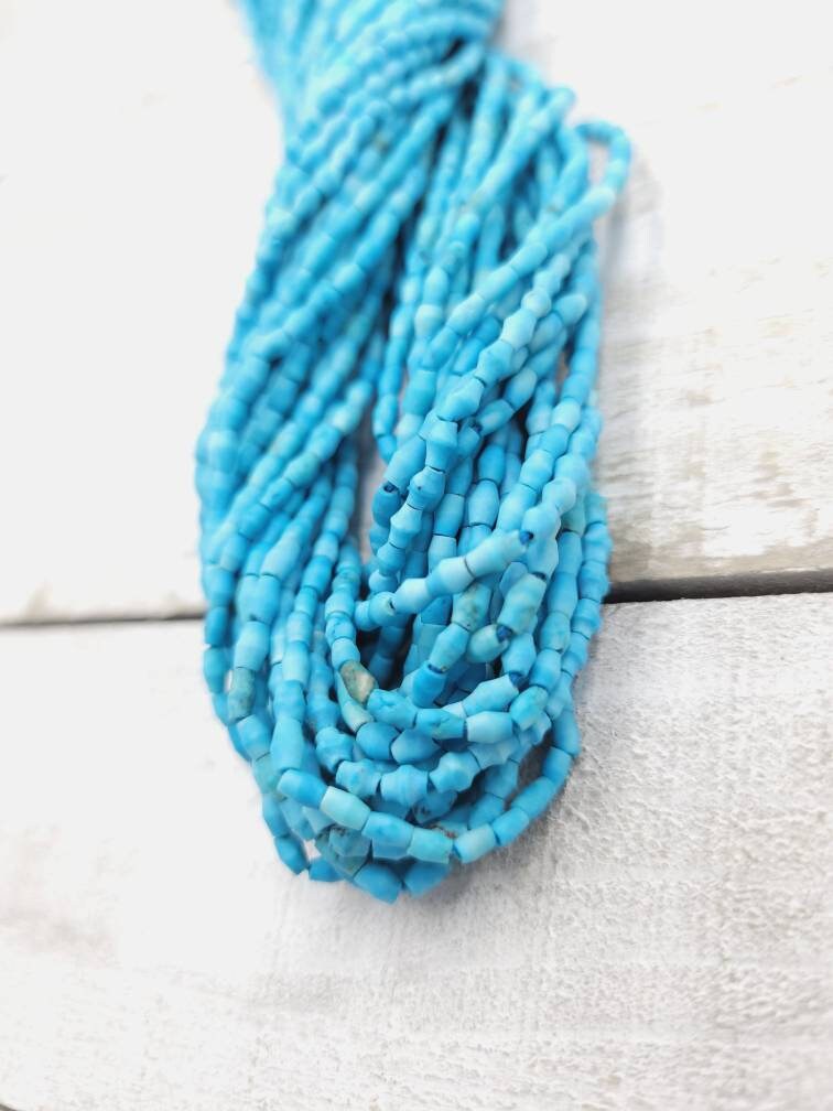 Heishi Natural Genuine Turquesa Bicone Beads 4mm x 3mm Strand 14-15"  100 + Beads / Afghani Beads / Jewelry Making Supplies.