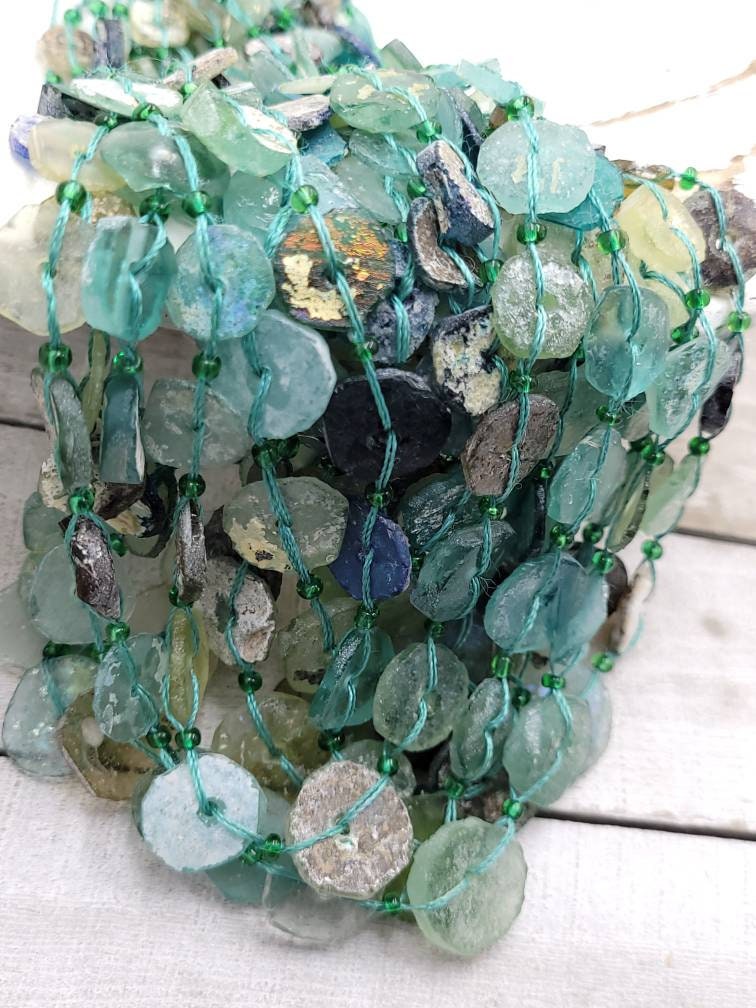 Roman Glass Beads 14-15" From Ancient Rome Lots Of Patina The Glass Speaks For Itself Of Its Age Over 2,000 Years Old, Authentic Genuine