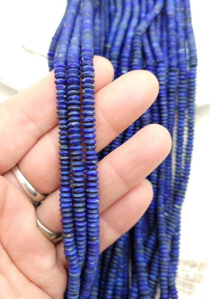 High Quality Lapis Lazuli Saucer, Strand 15 "  4-5mm + 190+ Beads, Jewelry Making Supplies, Heishi Beads, Afghanistan  Beads.