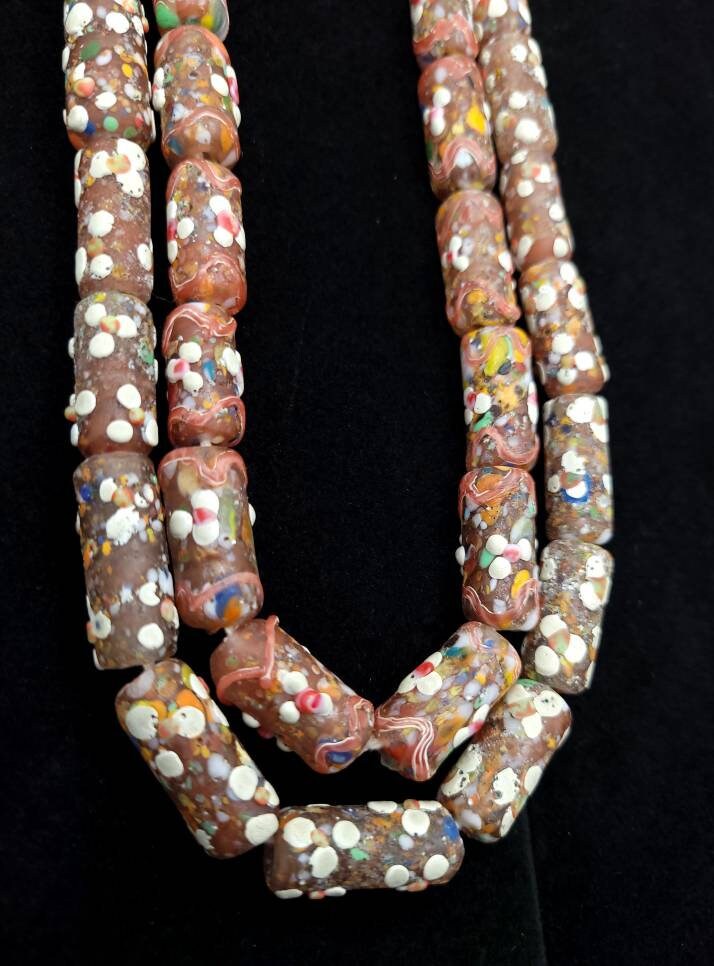 Old Glass Beads From The 90's Rustic Beads From Thailand Lot of 4 Beads 18-23mm x 9-11mm, Jewelery Supplies, Indonesian Lampwork Beads