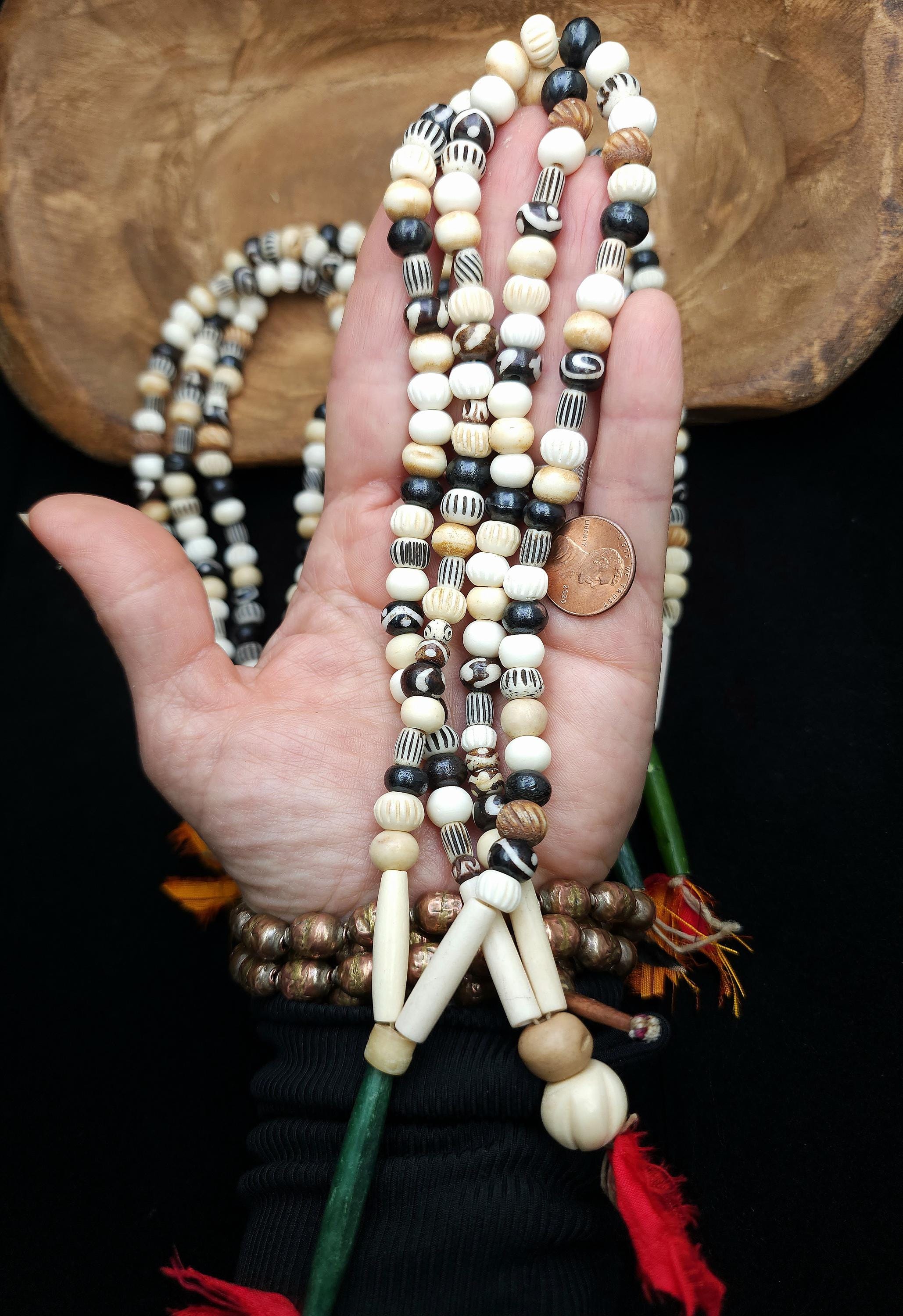 Full 15" strand + 6-23mm Assorted Buffalo Bone Beads, Batik Bone Beads, Jewelry Making Supplies.