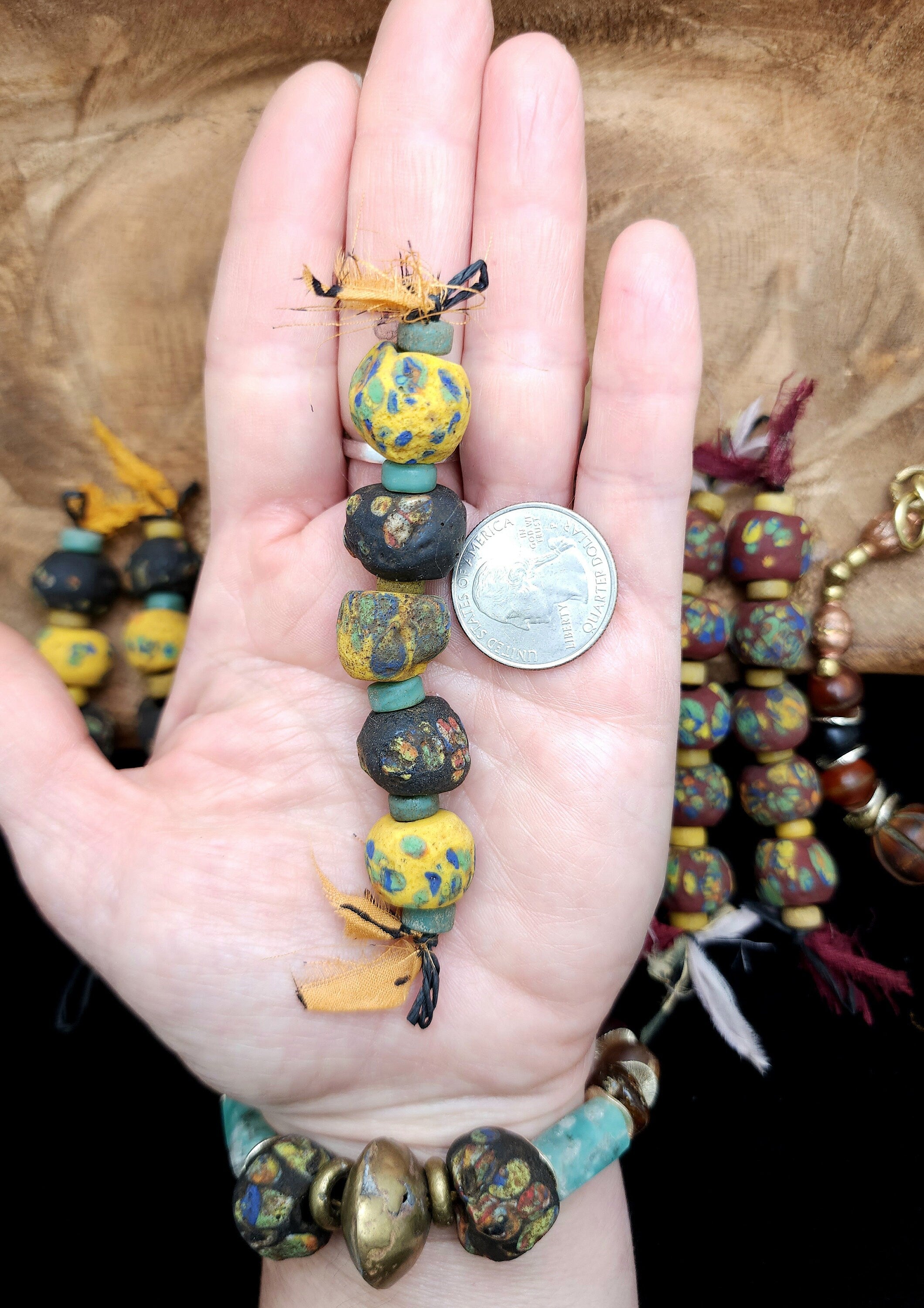 Graduated Strand of Old Beads Like Hebron 12-14mm  / Ancient Tribal Beads / Vintage / Jewelry  Supplies.