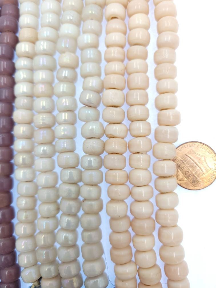 Beautiful High Quality 6x9mm Pony Beads Choose Champagne Beige-Pale Pink-Purple Opal 8" Strand, Jewelry Supplies, Tribal, Navajo, Etnico.