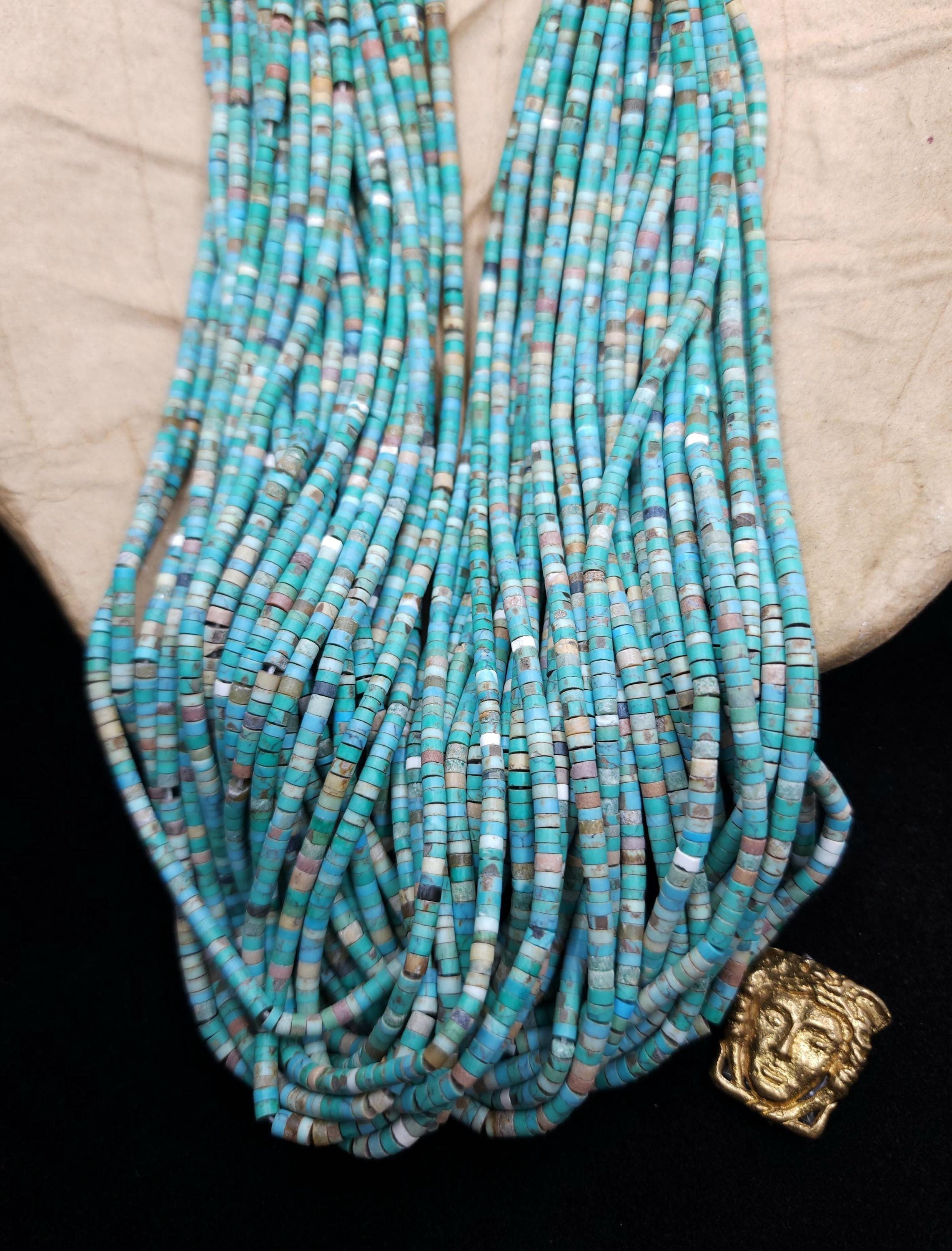Genuine 100% Turquoise Heishi Beads  From Afghanistan 3mm+ Full Strand 15" 220+Beads, Jewelry Making Supplies.