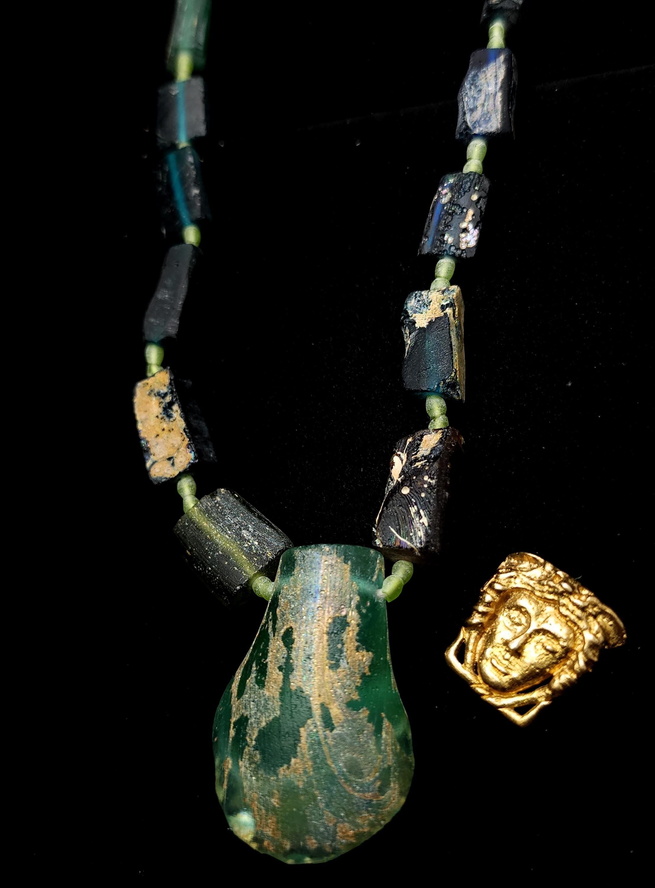 Ancient Roman Glass Hard To Find, Authentic Roman Glass  Approximately 2,000 Years Old, Necklace Very Old Glass Shards, Jewelry Supplies.