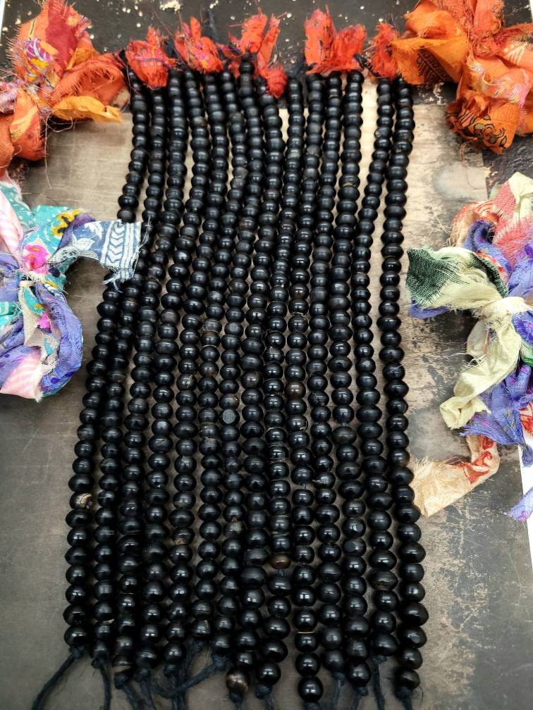 Handmade Horn Bone Beads 6x8-8x10 mm/10 Inch Strand 34-40 Beads / Tribal Ethnic Navajo Beads / Jewelry Supplies.