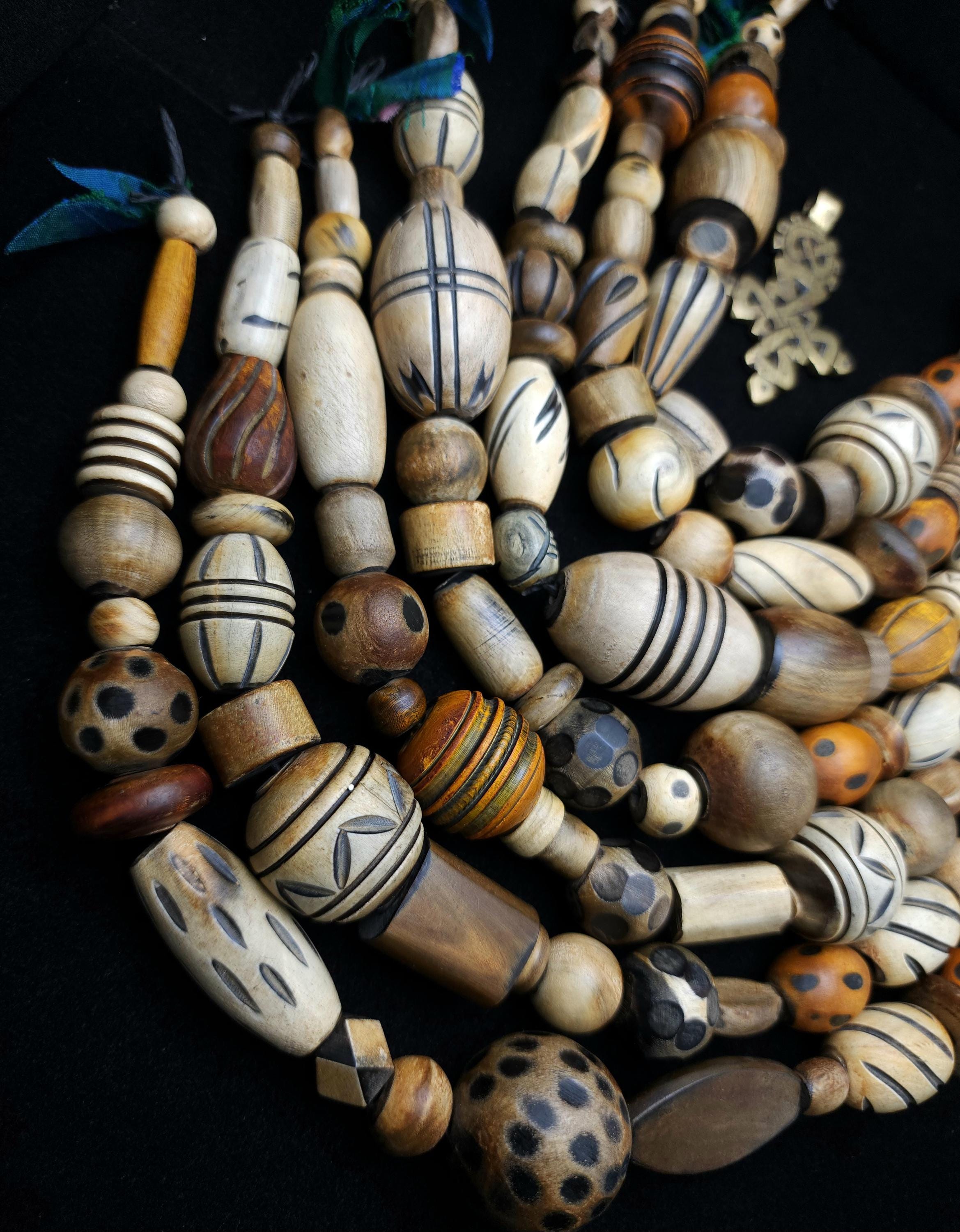 Hand Carved Water Buffalo Horn Bone Beads, Strand 12" 10-40mm, Tribal, Etnic Tribal, Native, Jewelry Making Supplies, Craft.